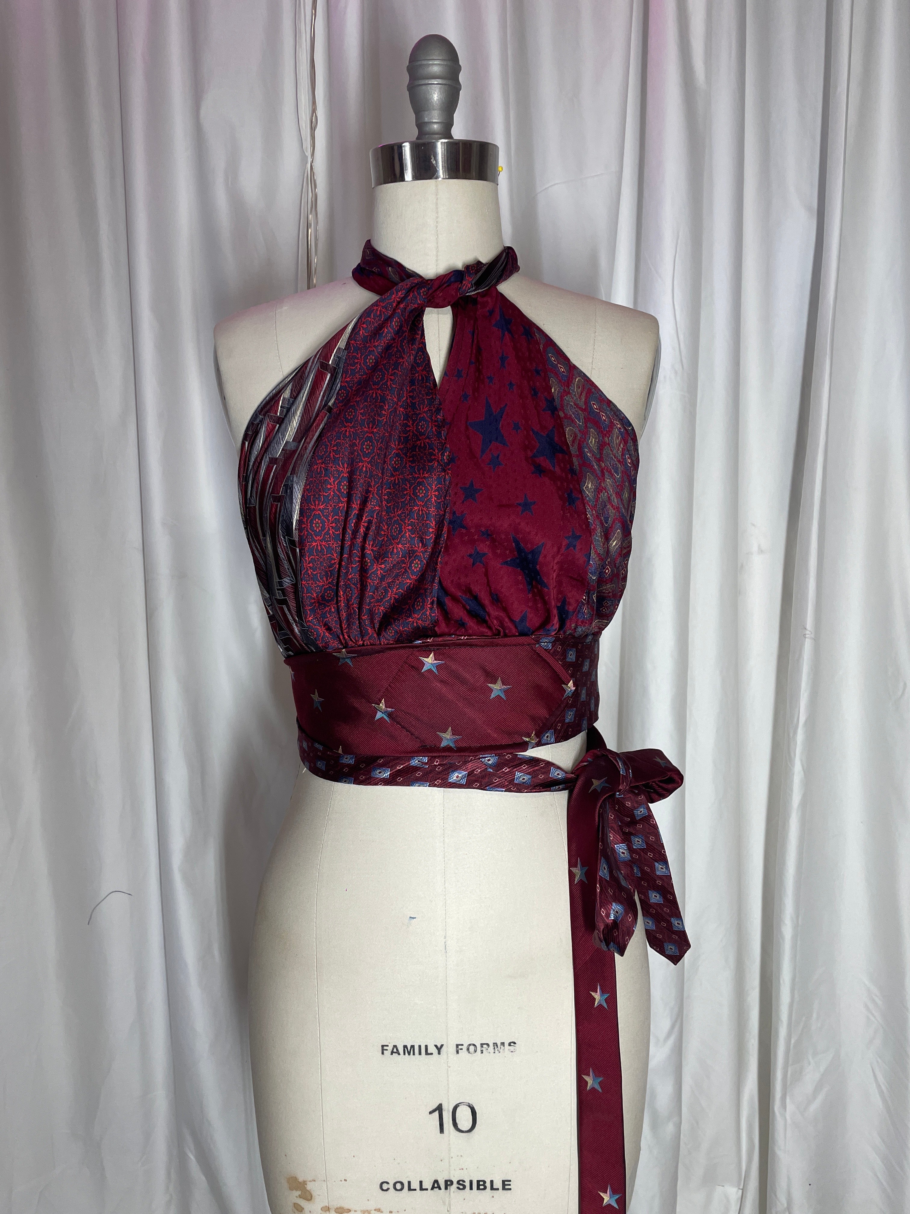 Upcycled Necktie Halter Top #14