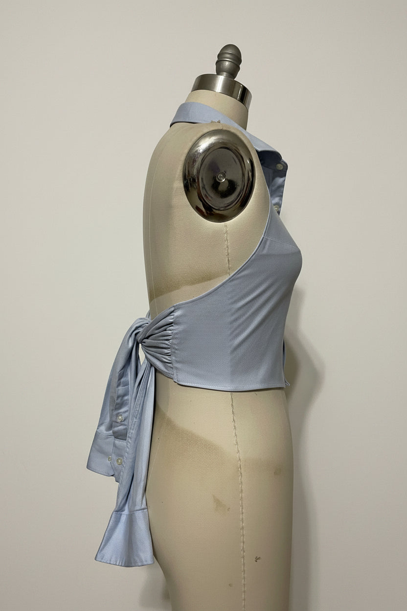 Upcycled Button Up Halter #5