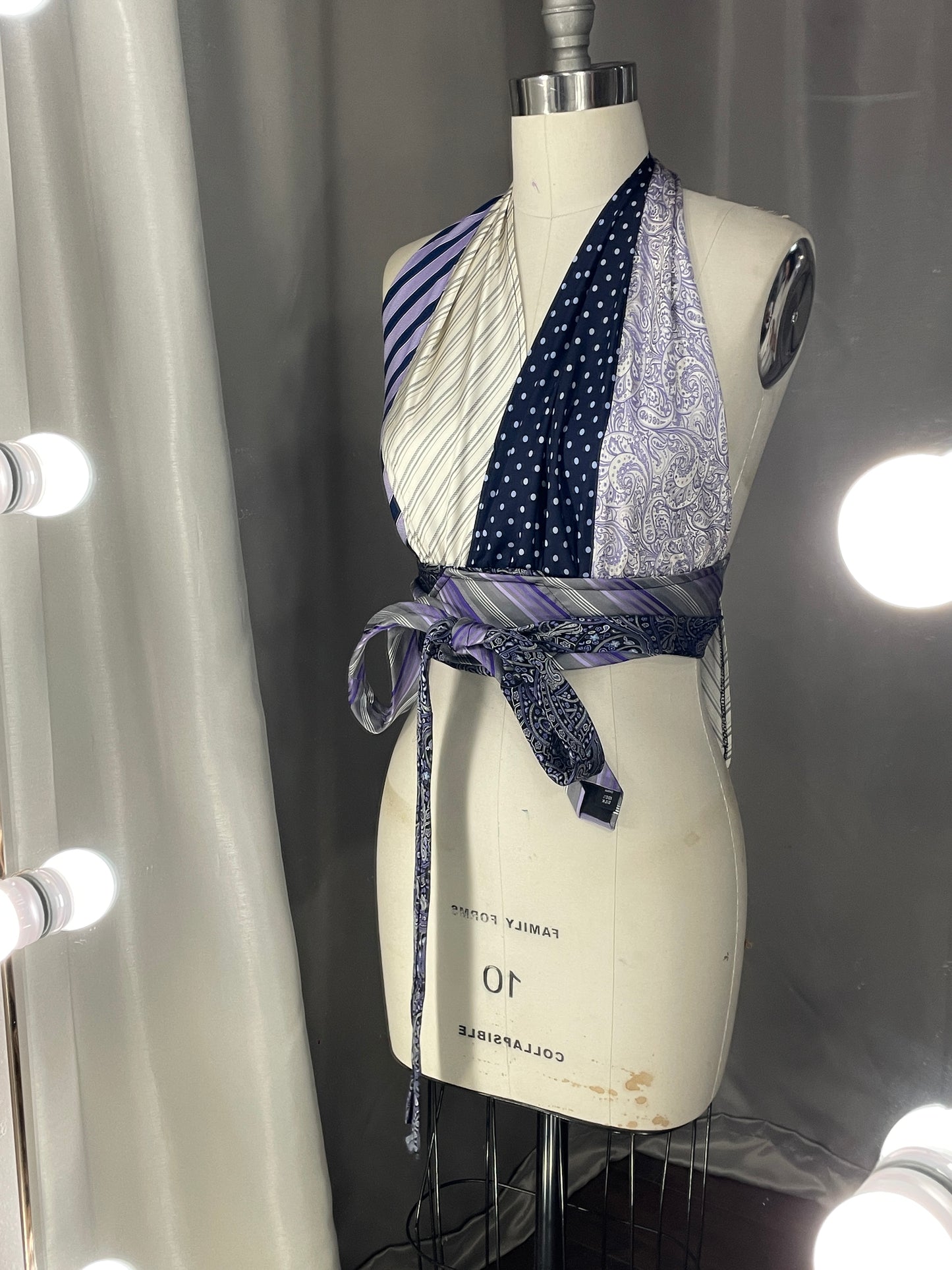 Upcycled Necktie Halter Top #9
