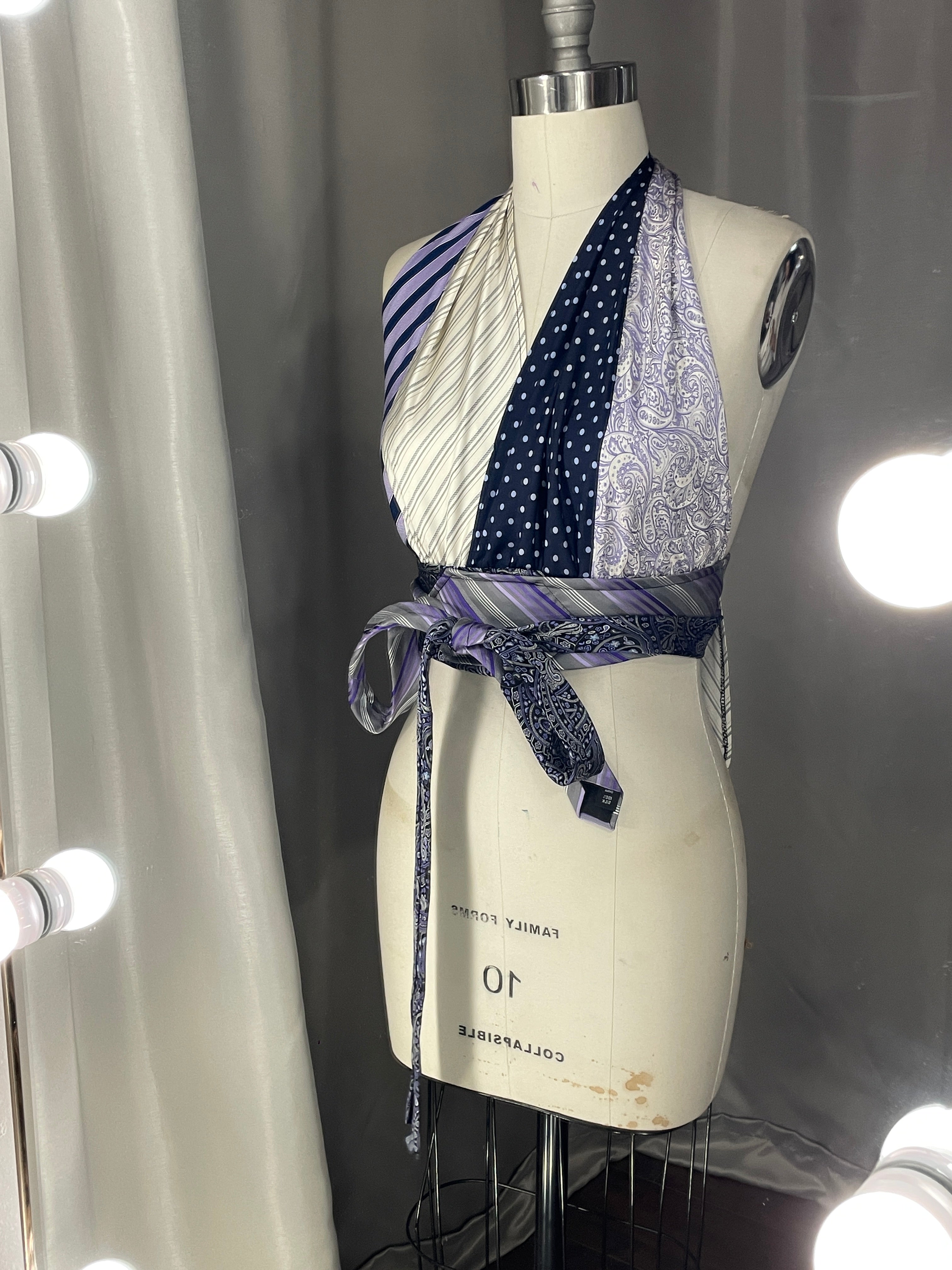 Upcycled Necktie Halter Top #9
