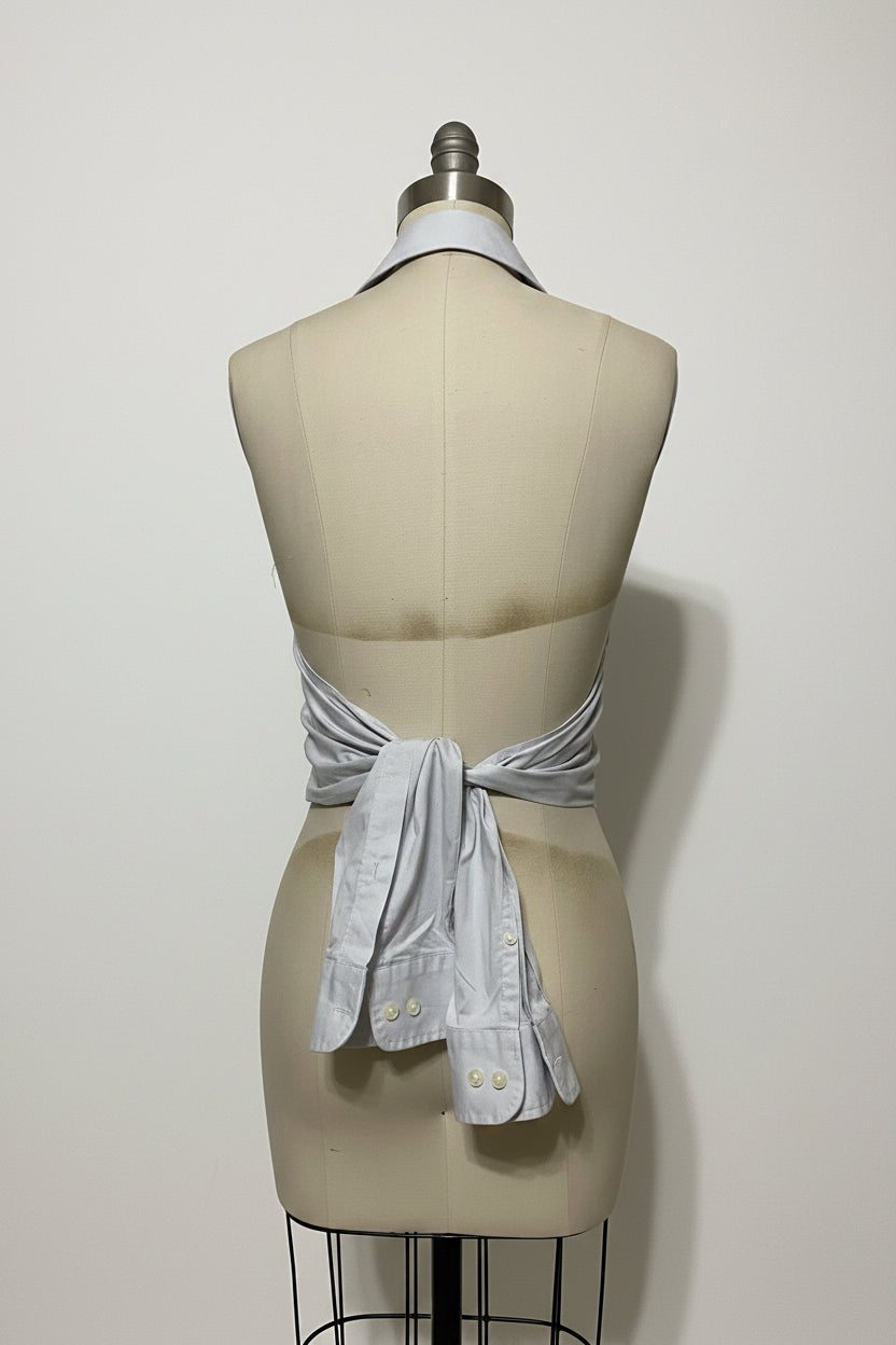 Upcycled Button Up Halter #7