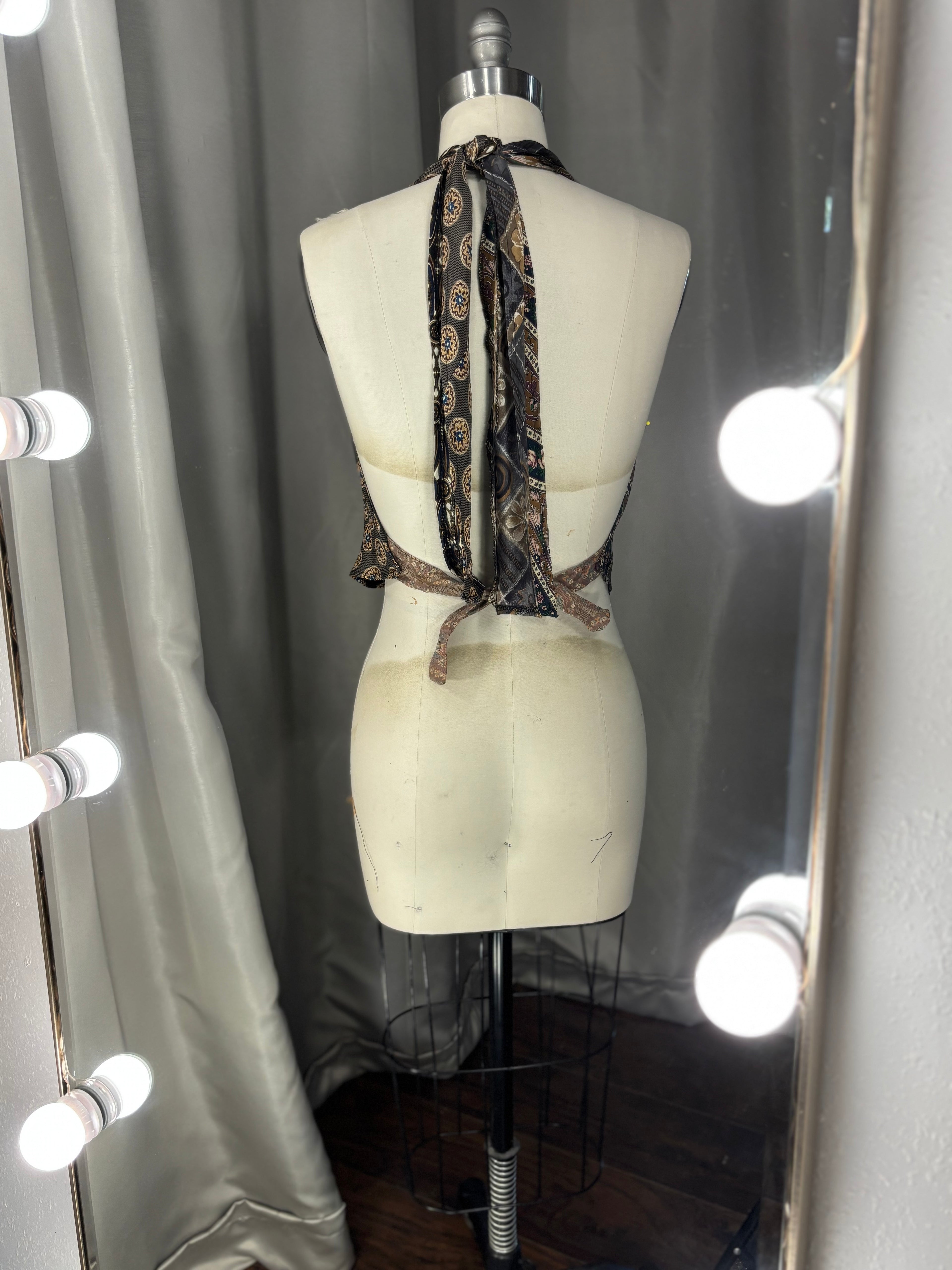 Upcycled Necktie V Top #4