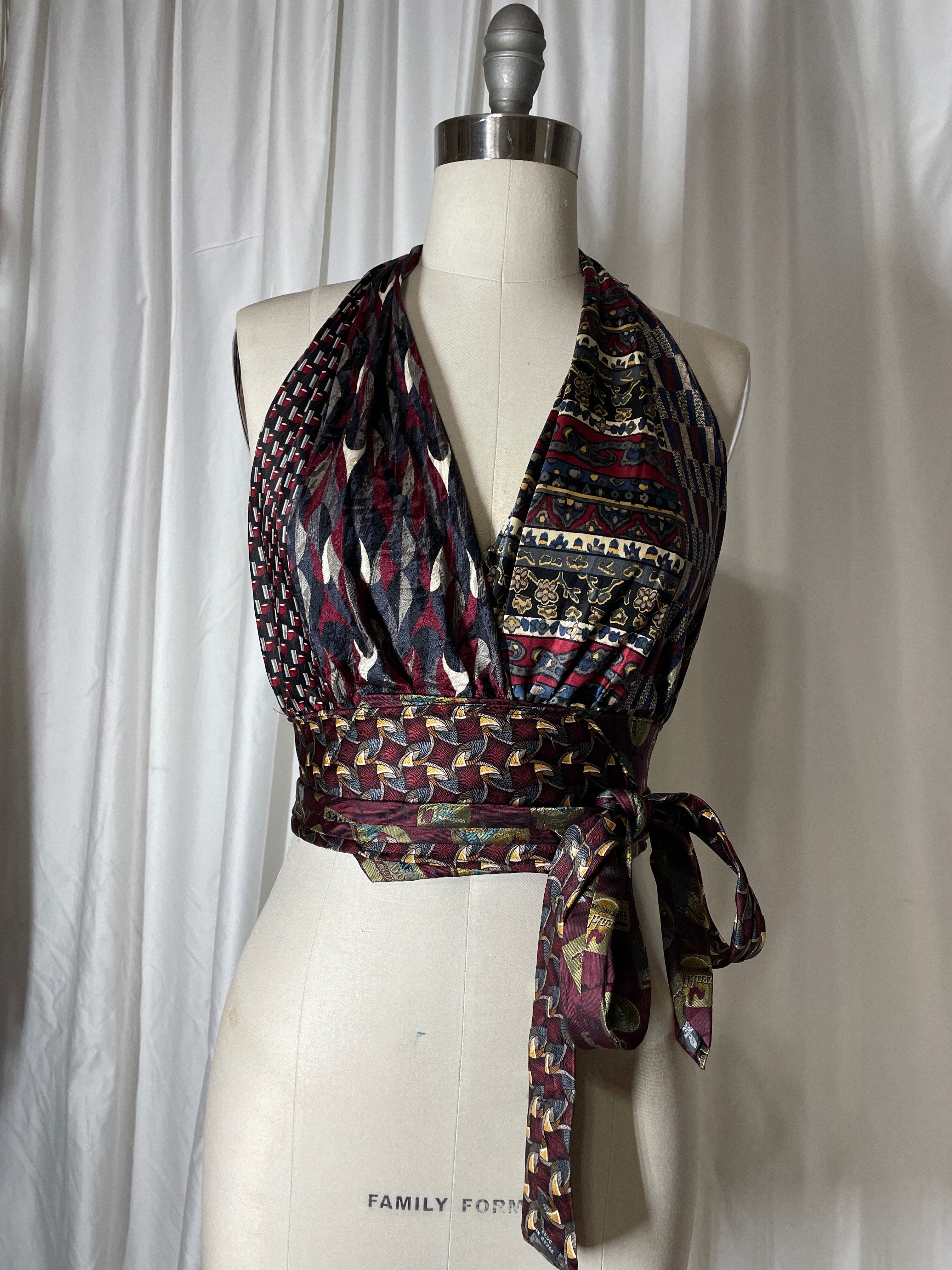 Upcycled Necktie Halter Top #13