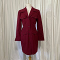 Dagger Collar Burgundy Blazer Dress