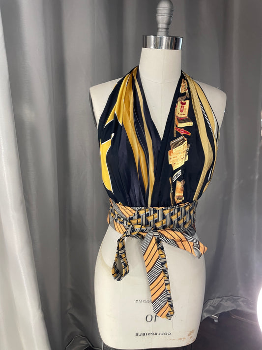Upcycled Necktie Halter Top #6