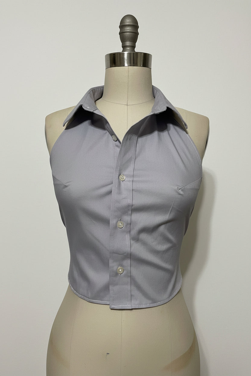 Upcycled Button Up Halter #3
