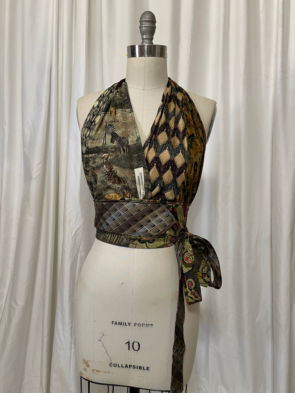 Upcycled Necktie Halter Top #25