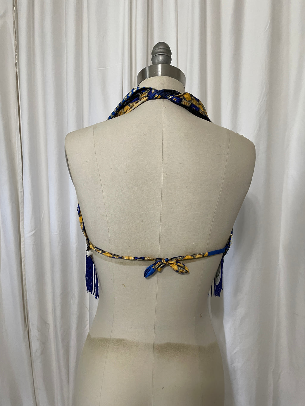 Upcycled Necktie V Top Fringe #14