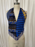 Upcycled Necktie V Top Fringe #14