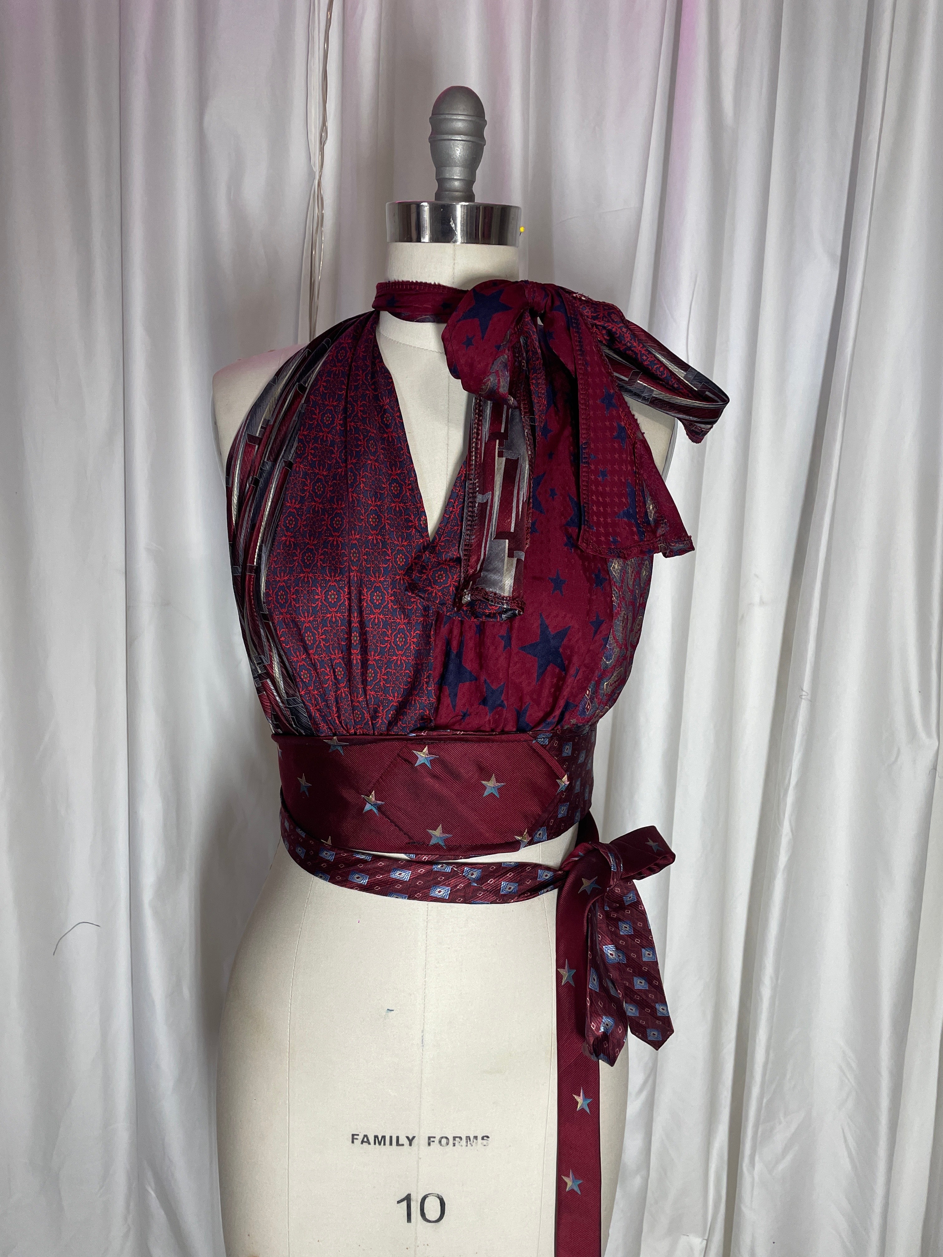 Upcycled Necktie Halter Top #14