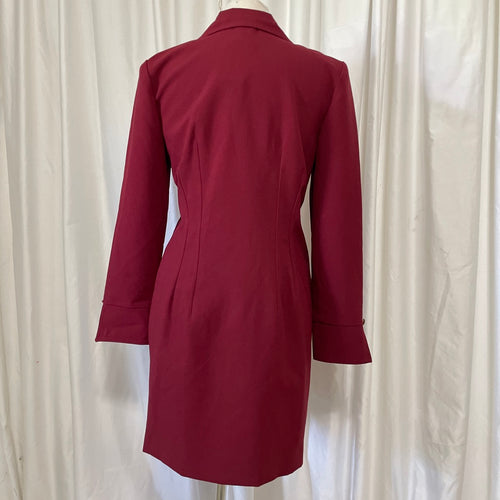 Dagger Collar Burgundy Blazer Dress