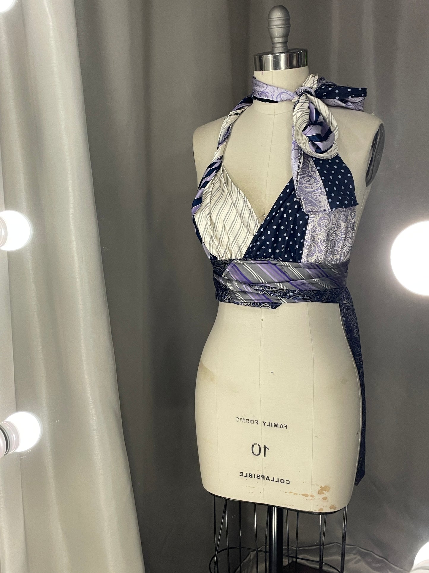 Upcycled Necktie Halter Top #9