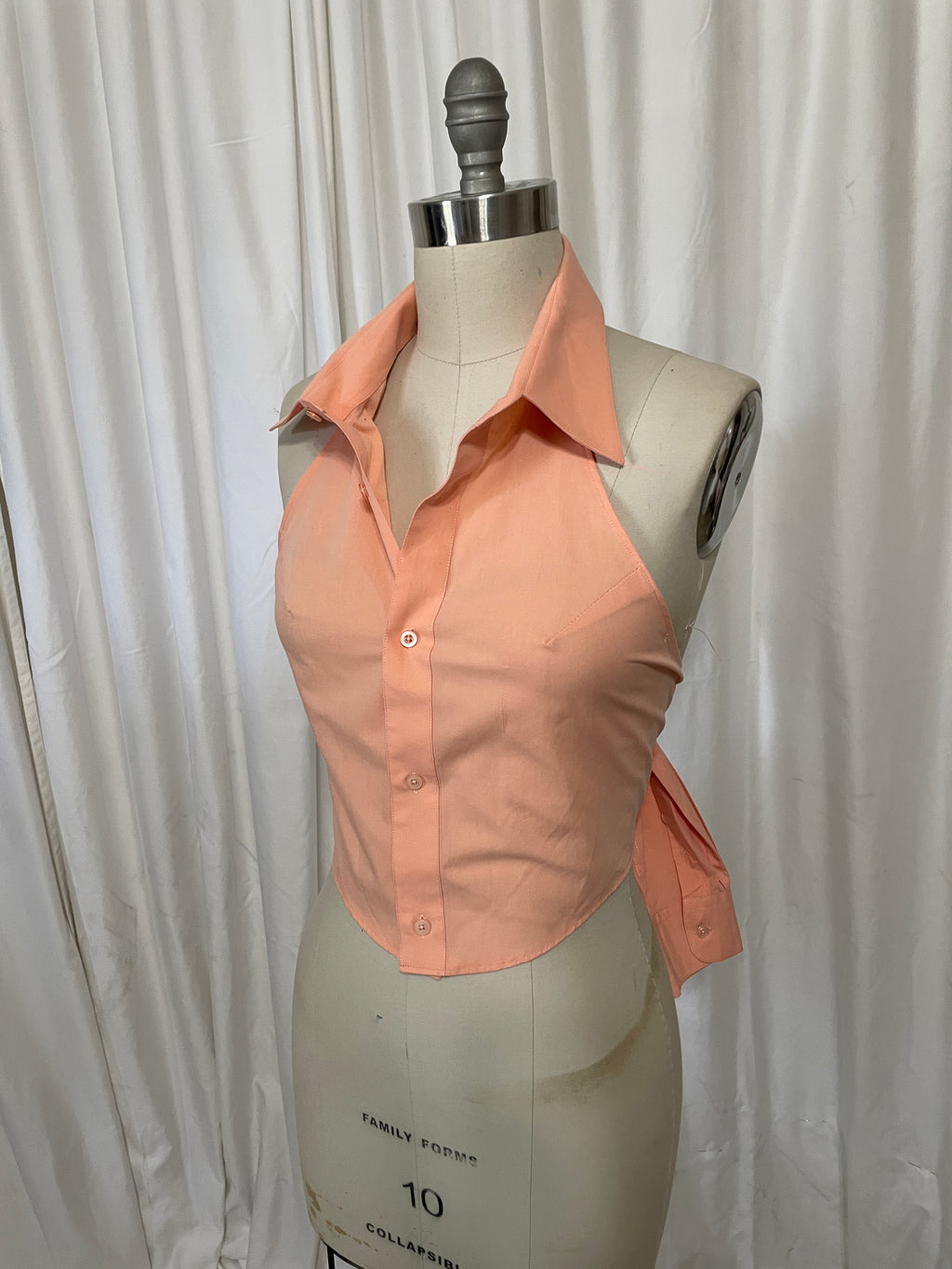 Upcycled Button Up Halter #10