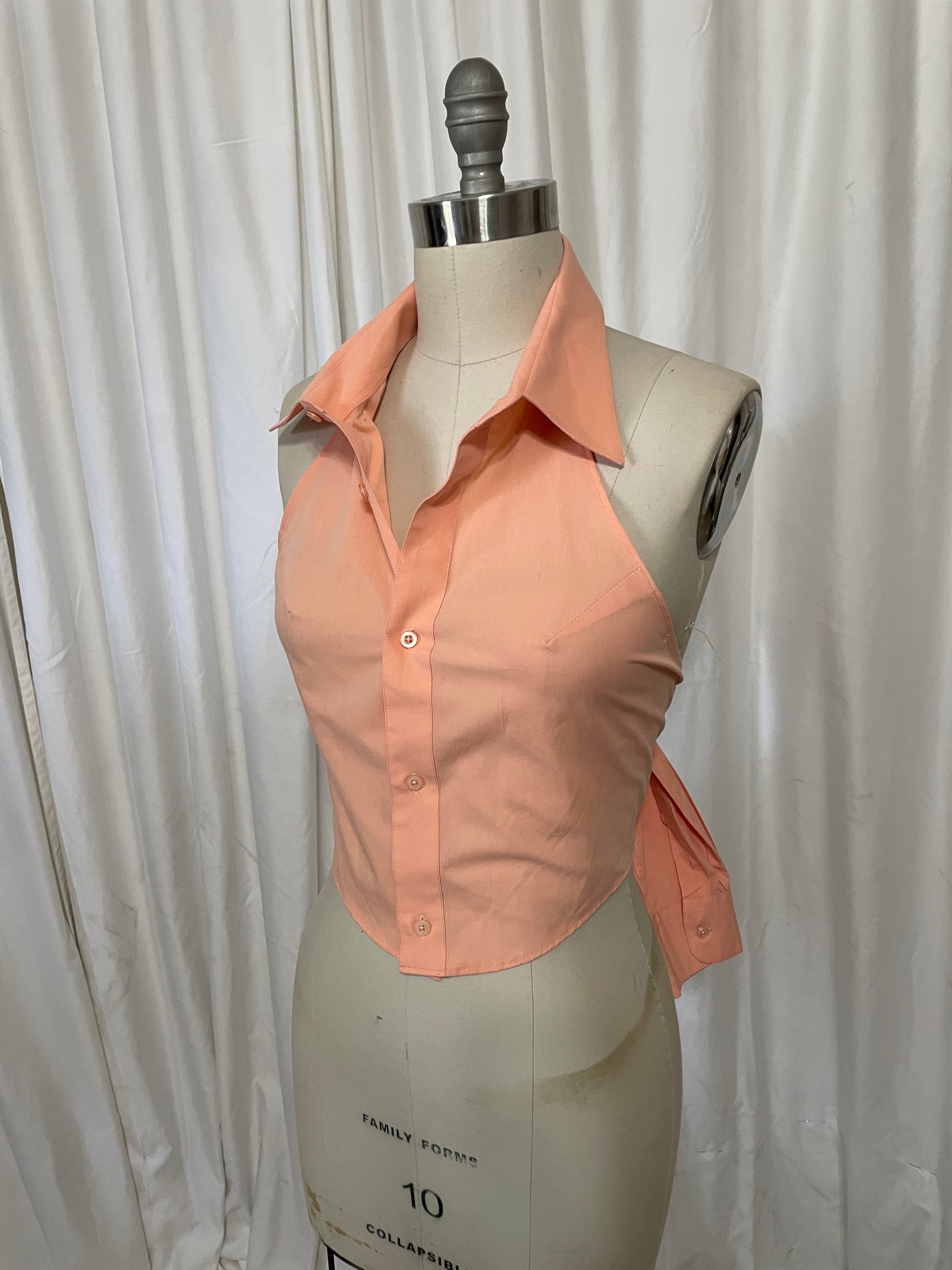 Upcycled Button Up Halter #10