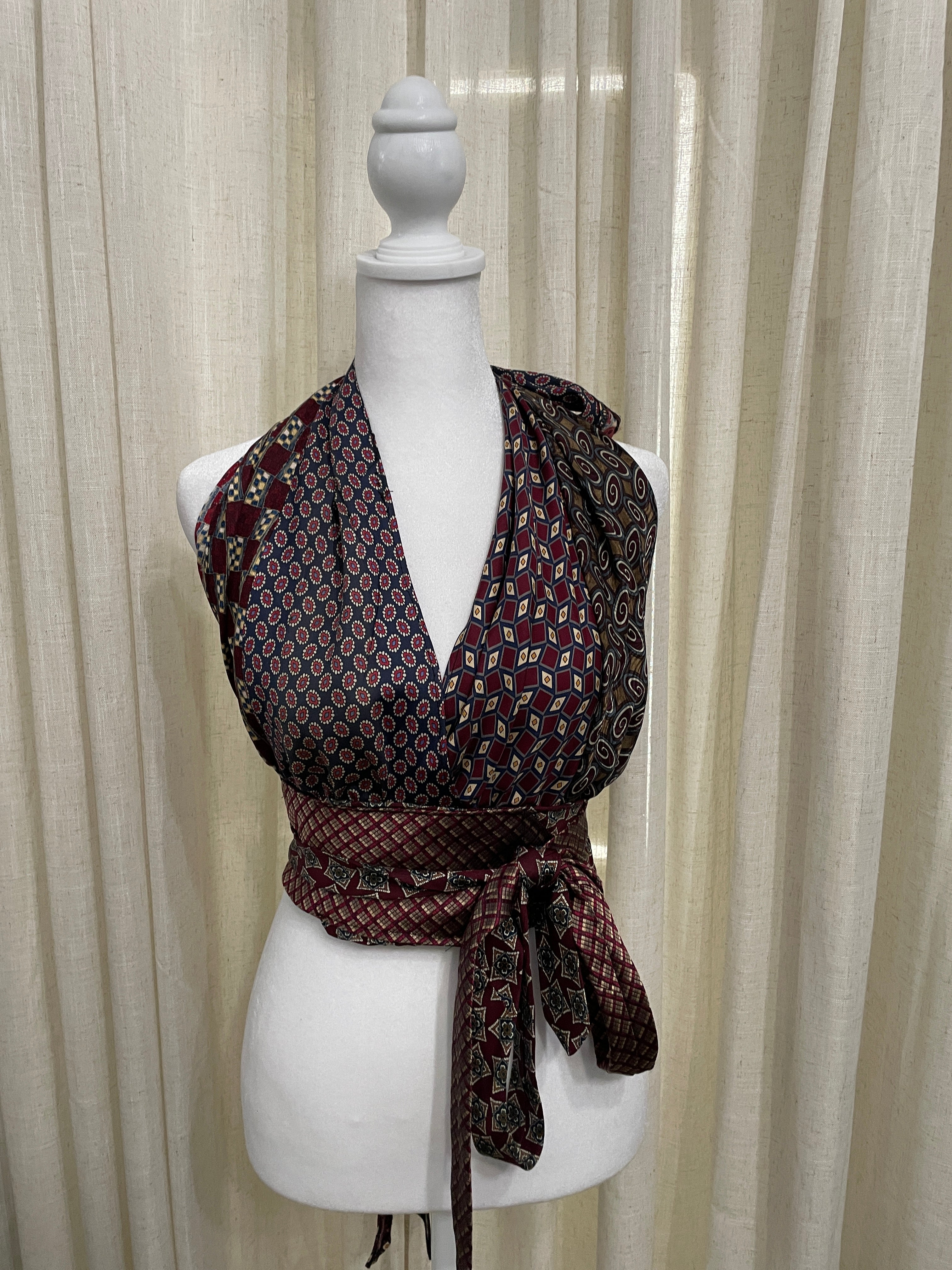 Upcycled Necktie Halter Top #18