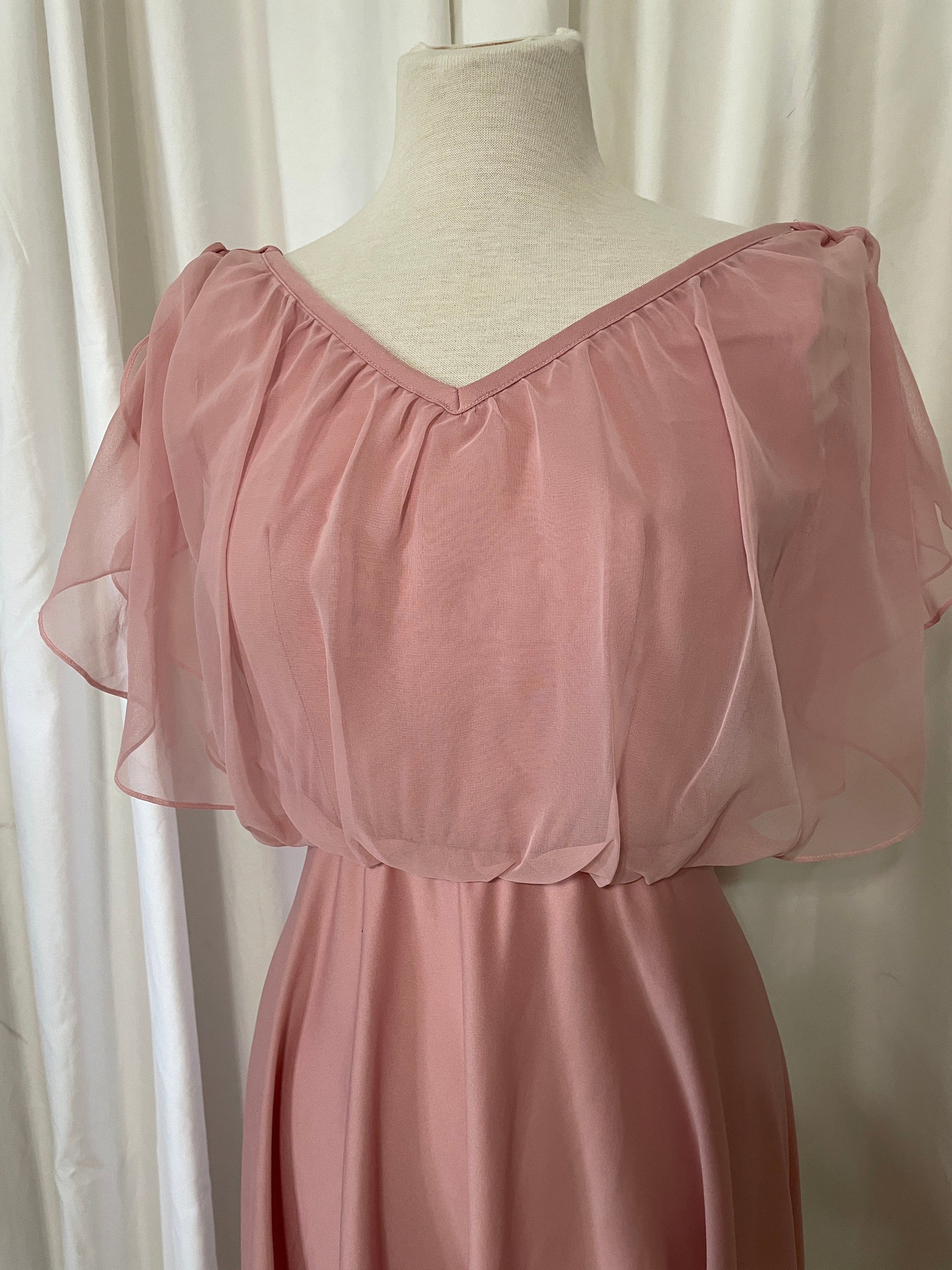 1970s Dusty Rose Disco Dress