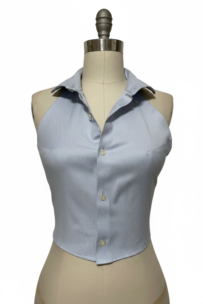 Upcycled Button Up Halter #5