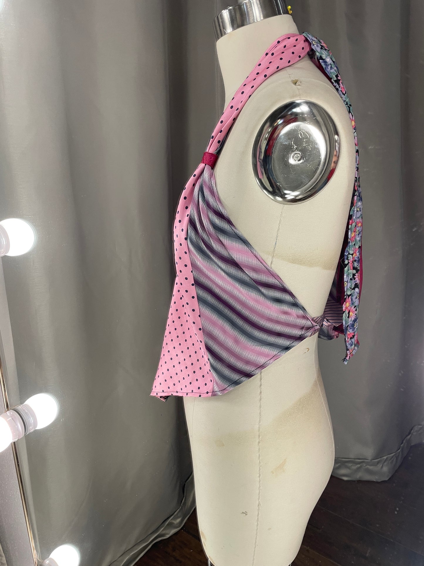 UPCYCLED Necktie Top V PINK