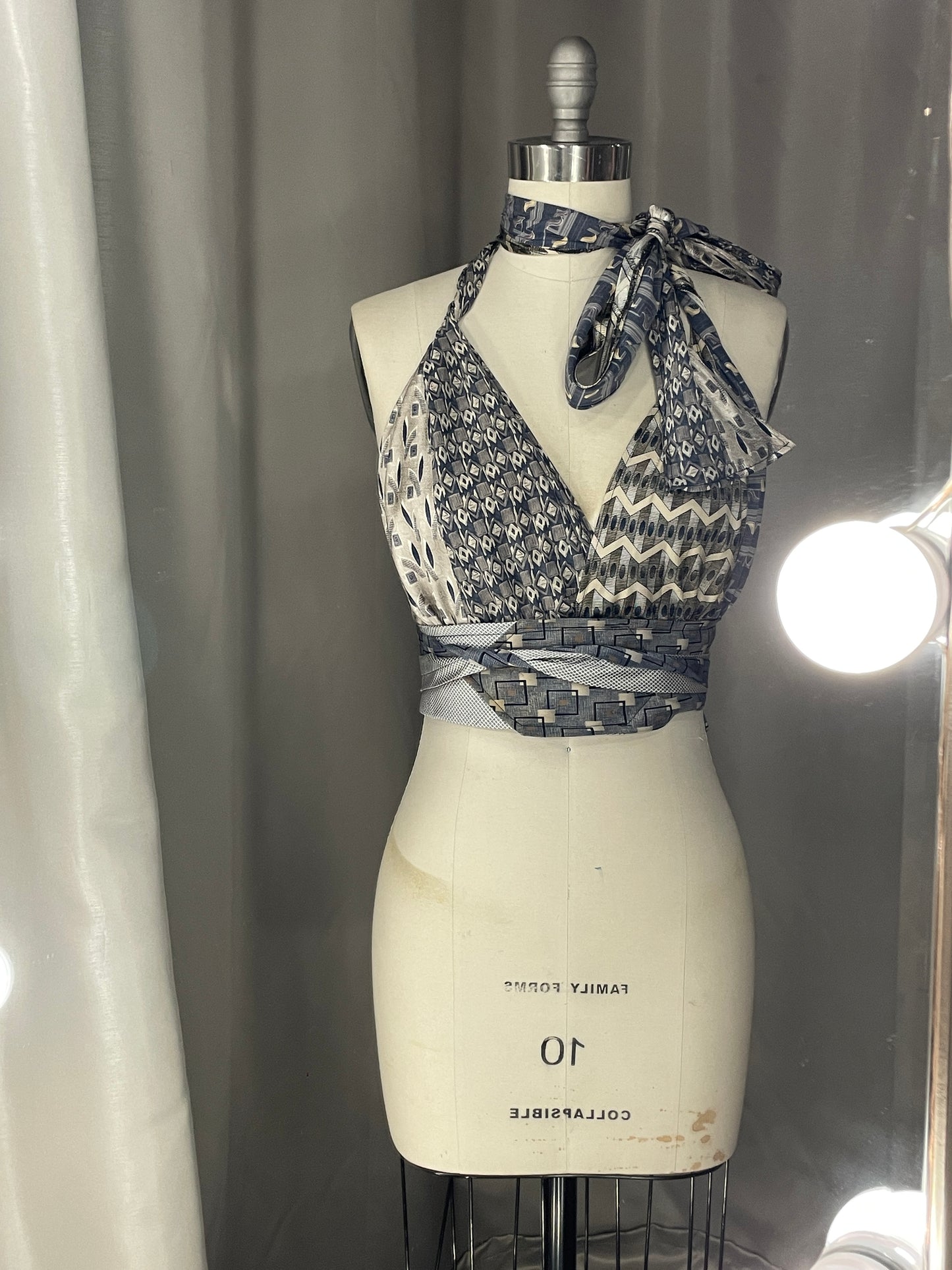 Upcycled Necktie Halter Top #10