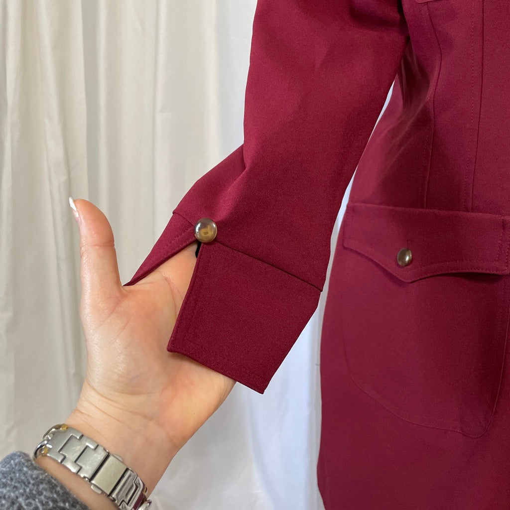 Dagger Collar Burgundy Blazer Dress