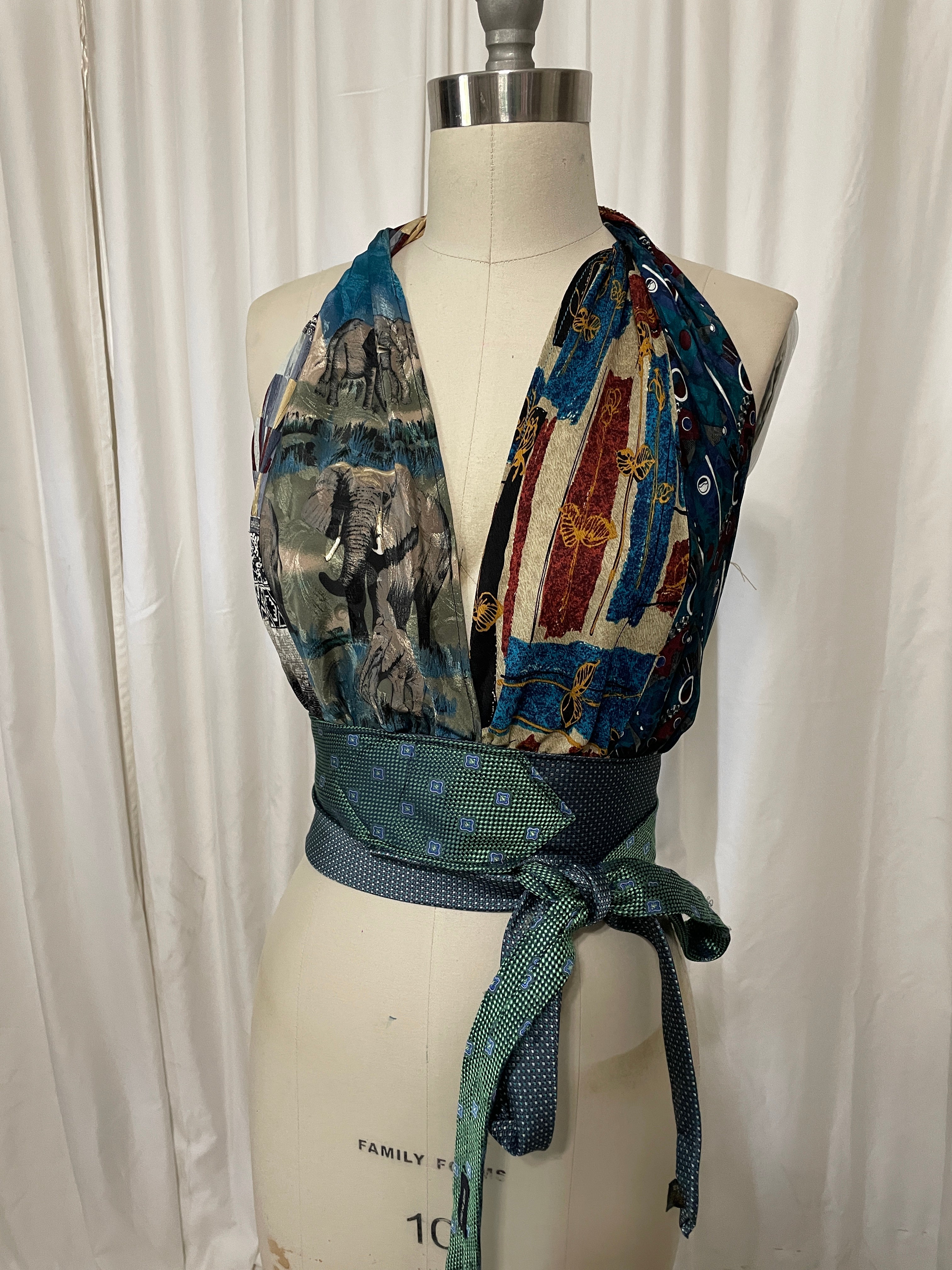 Upcycled Necktie Halter Top #20