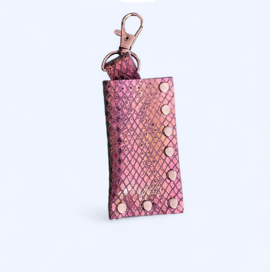 Lighter Case Pink  Snake Skin Iridescent Squared