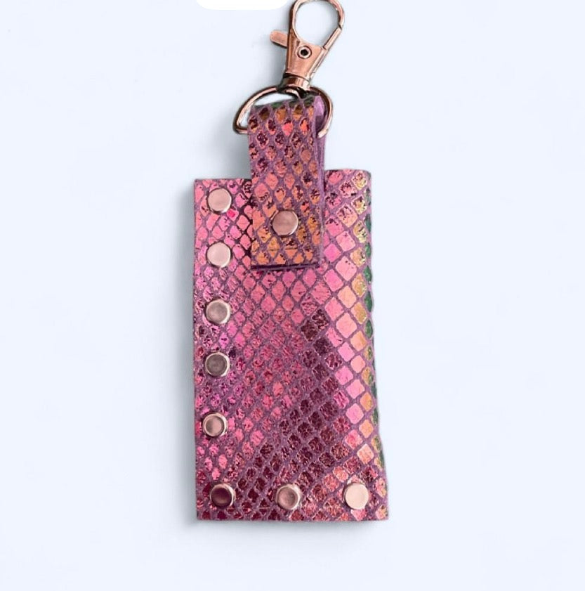 Lighter Case Pink  Snake Skin Iridescent Squared