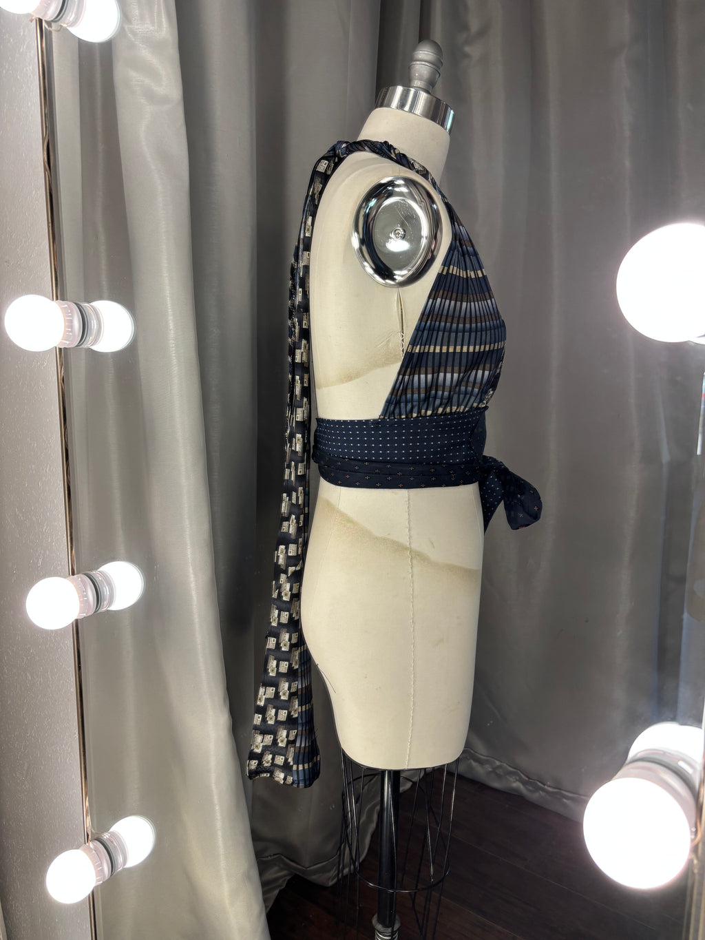 Upcycled Necktie Halter Top #1