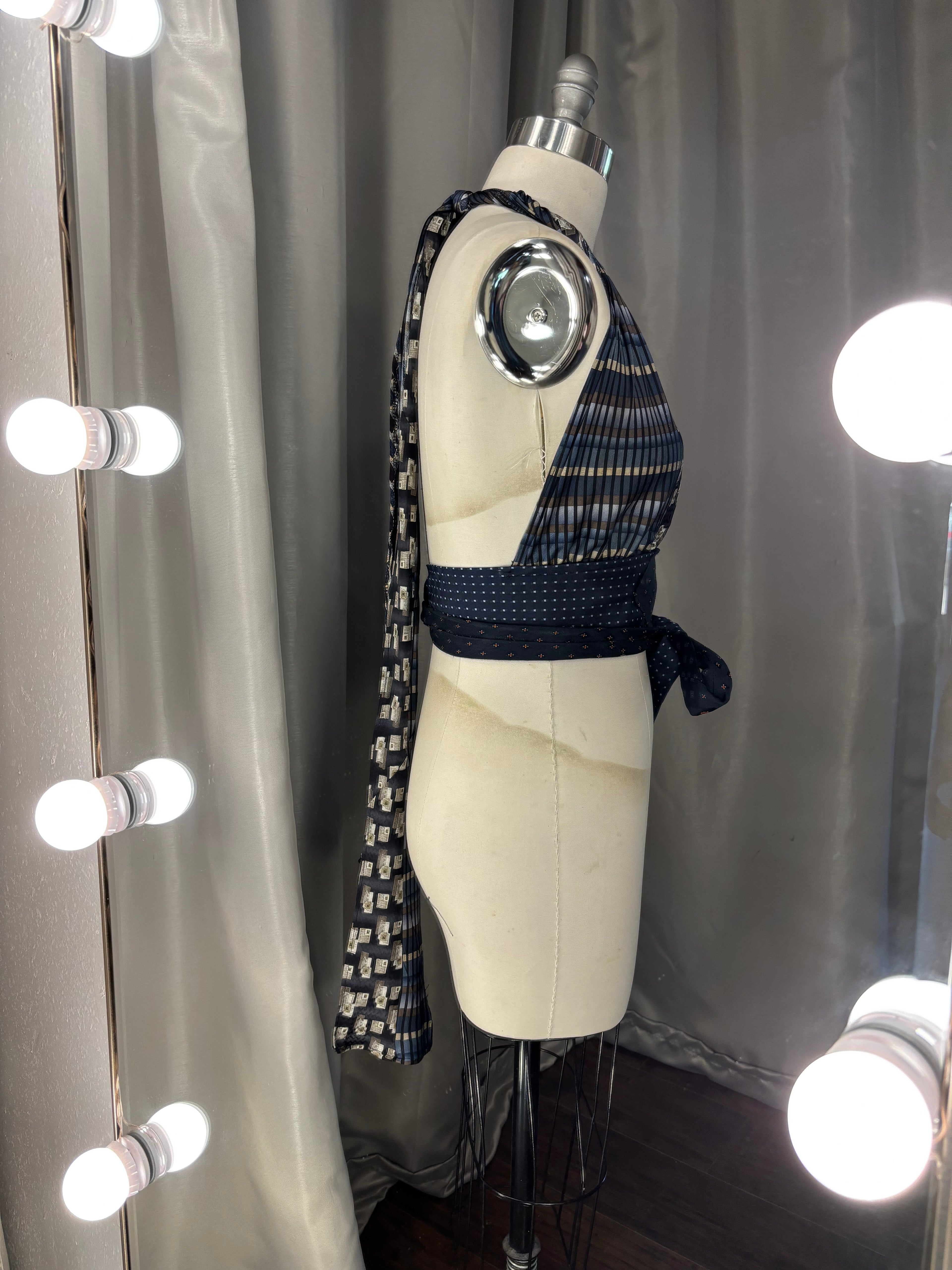 Upcycled Necktie Halter Top #1