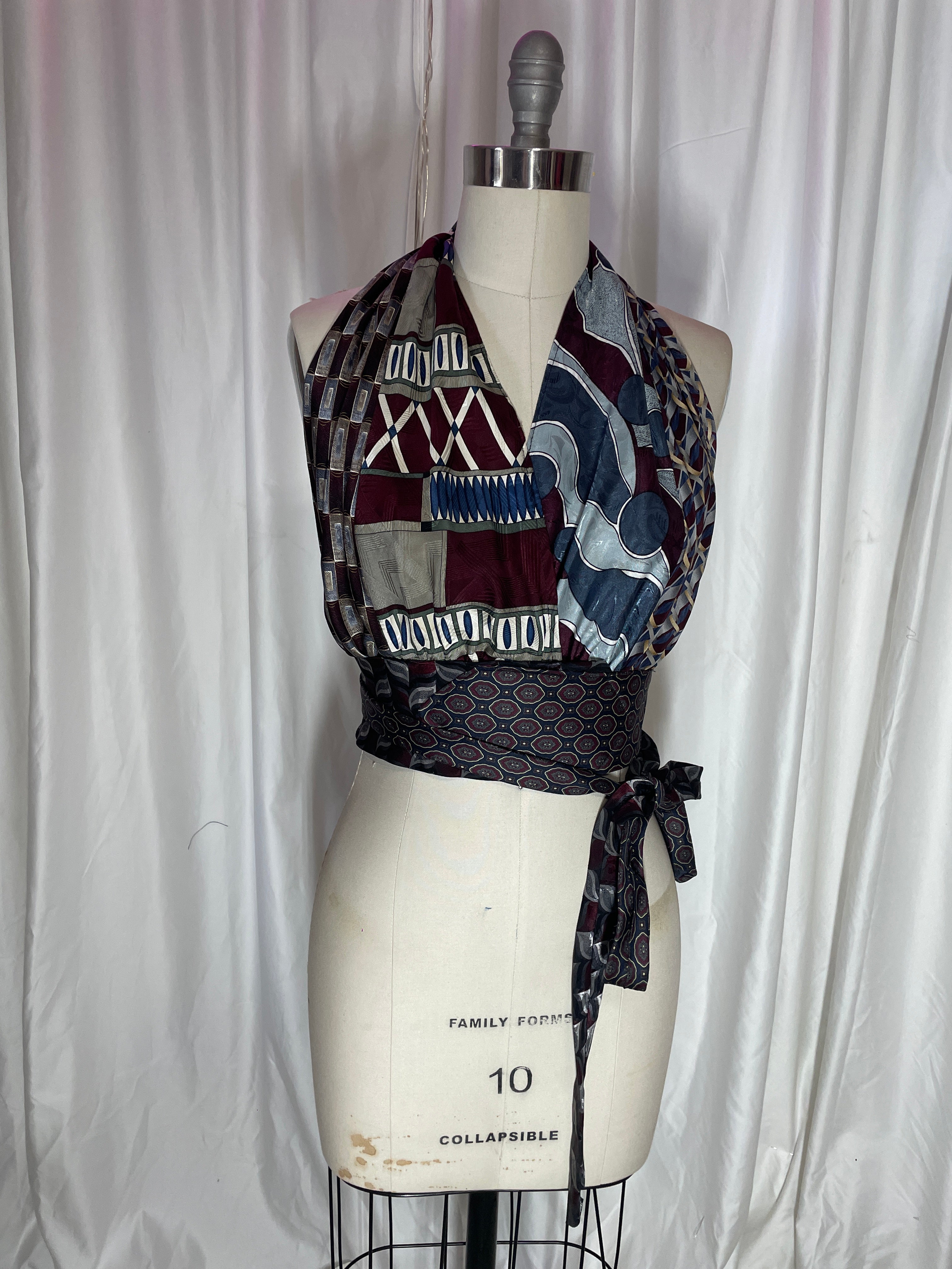 Upcycled Necktie Halter Top #15