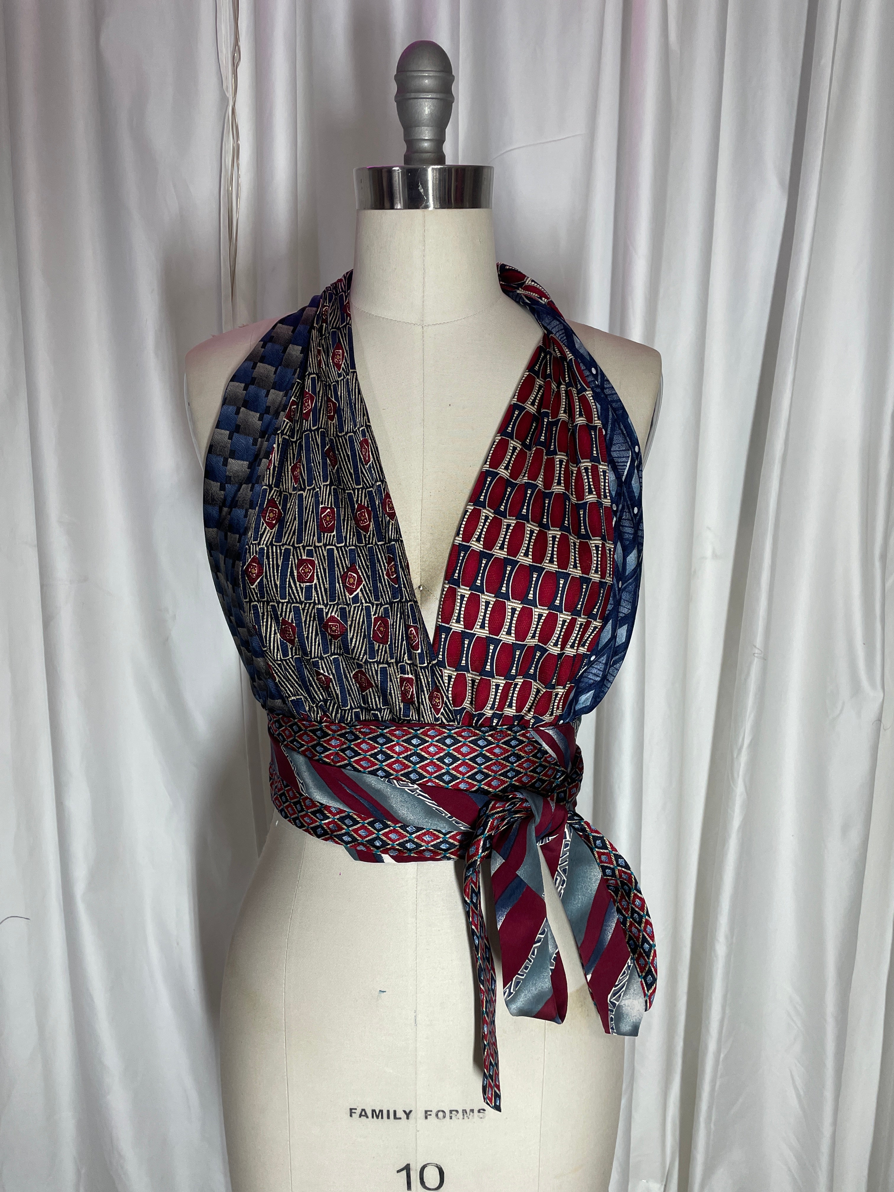 Upcycled Necktie Halter Top #16