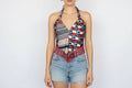 Upcycled Necktie V Top Fringe #12