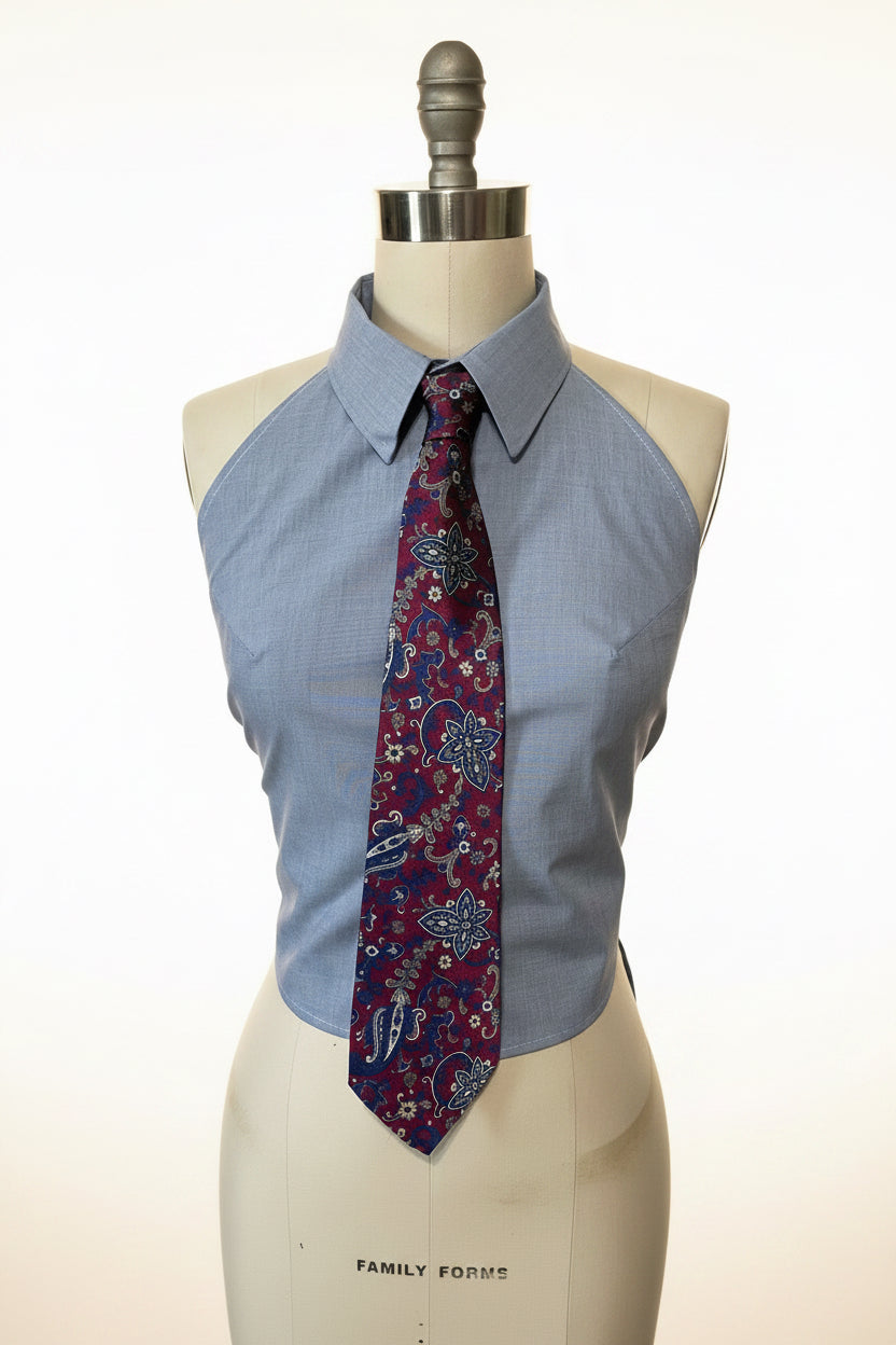 Upcycled Button Up Halter #1