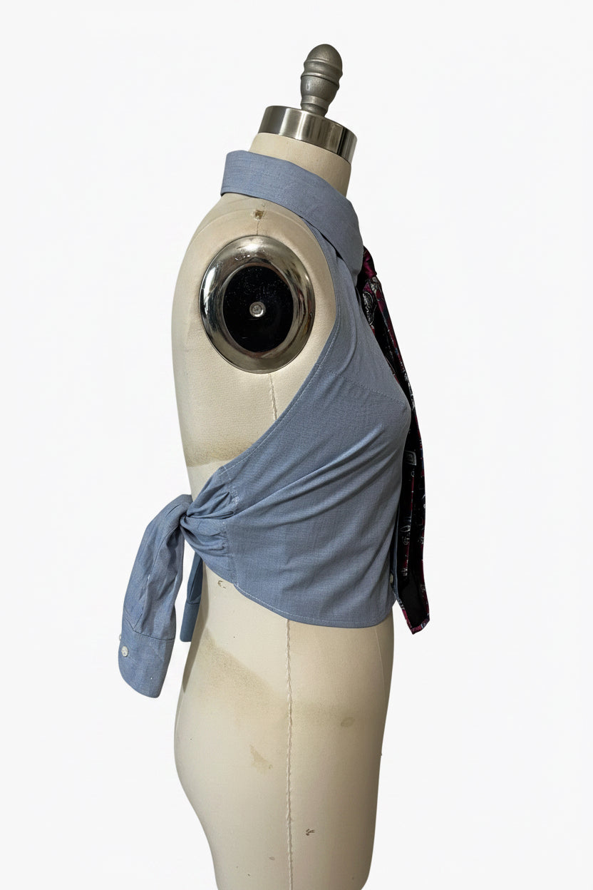 Upcycled Button Up Halter #1