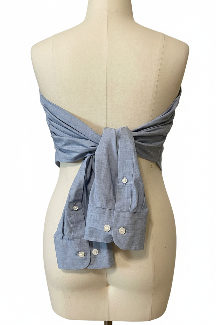 Upcycled Button Up Halter #1