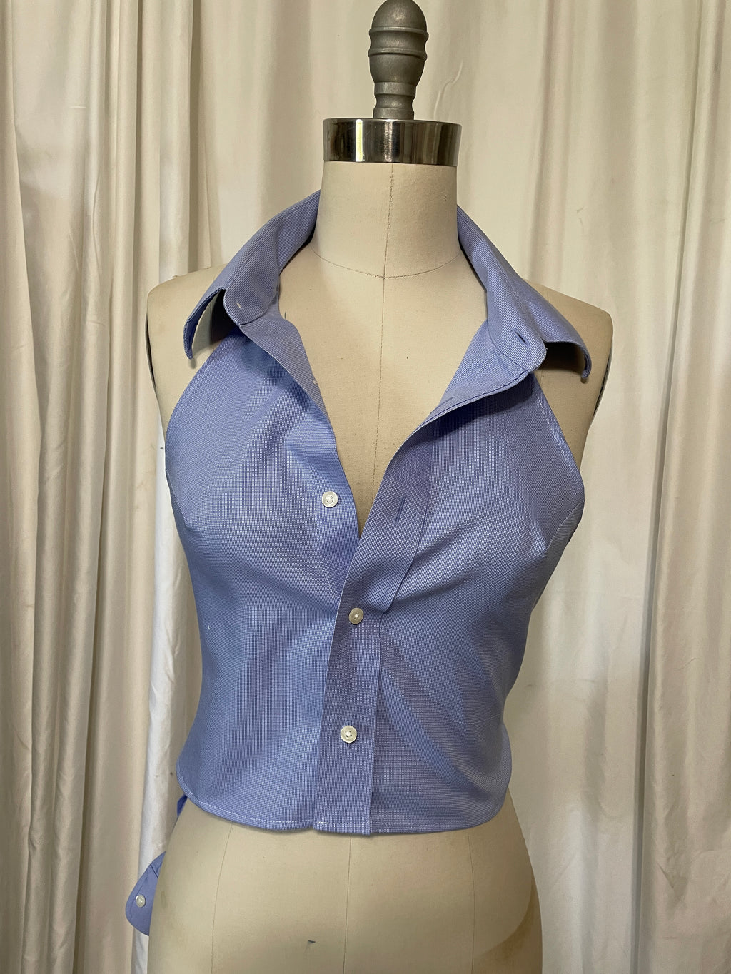 Upcycled Button Up Halter #2