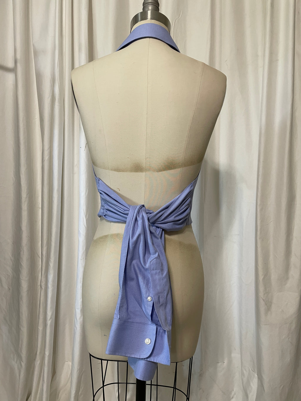 Upcycled Button Up Halter #2