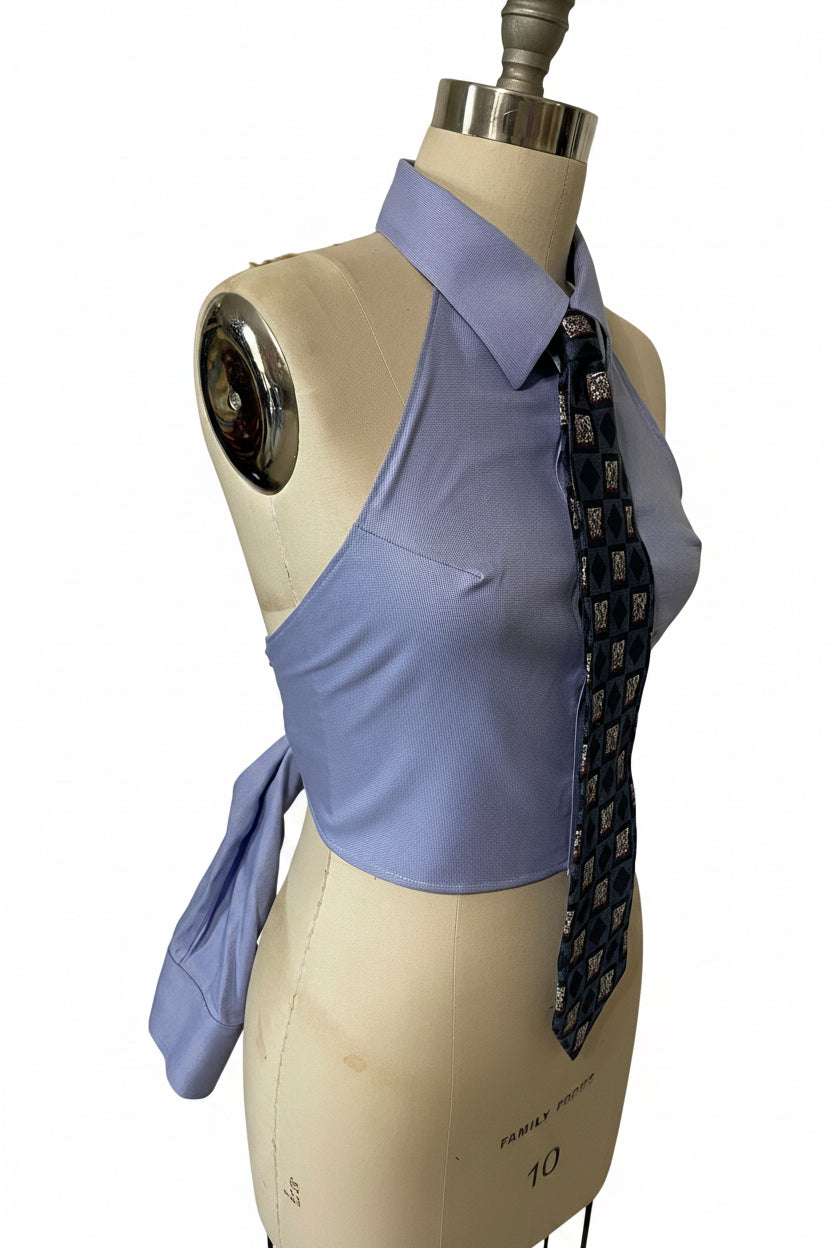 Upcycled Button Up Halter #2