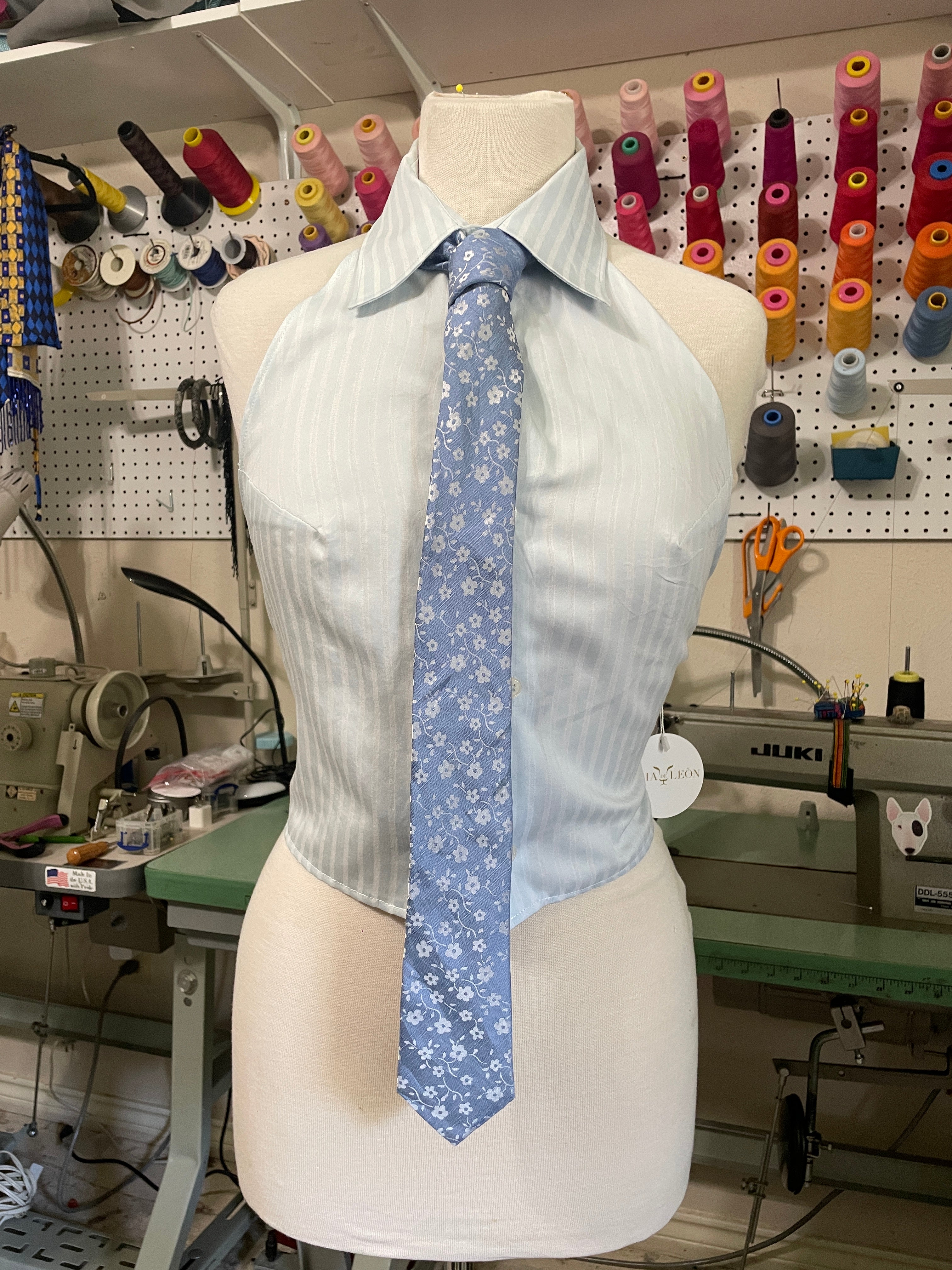 Upcycled Button Up Halter #8
