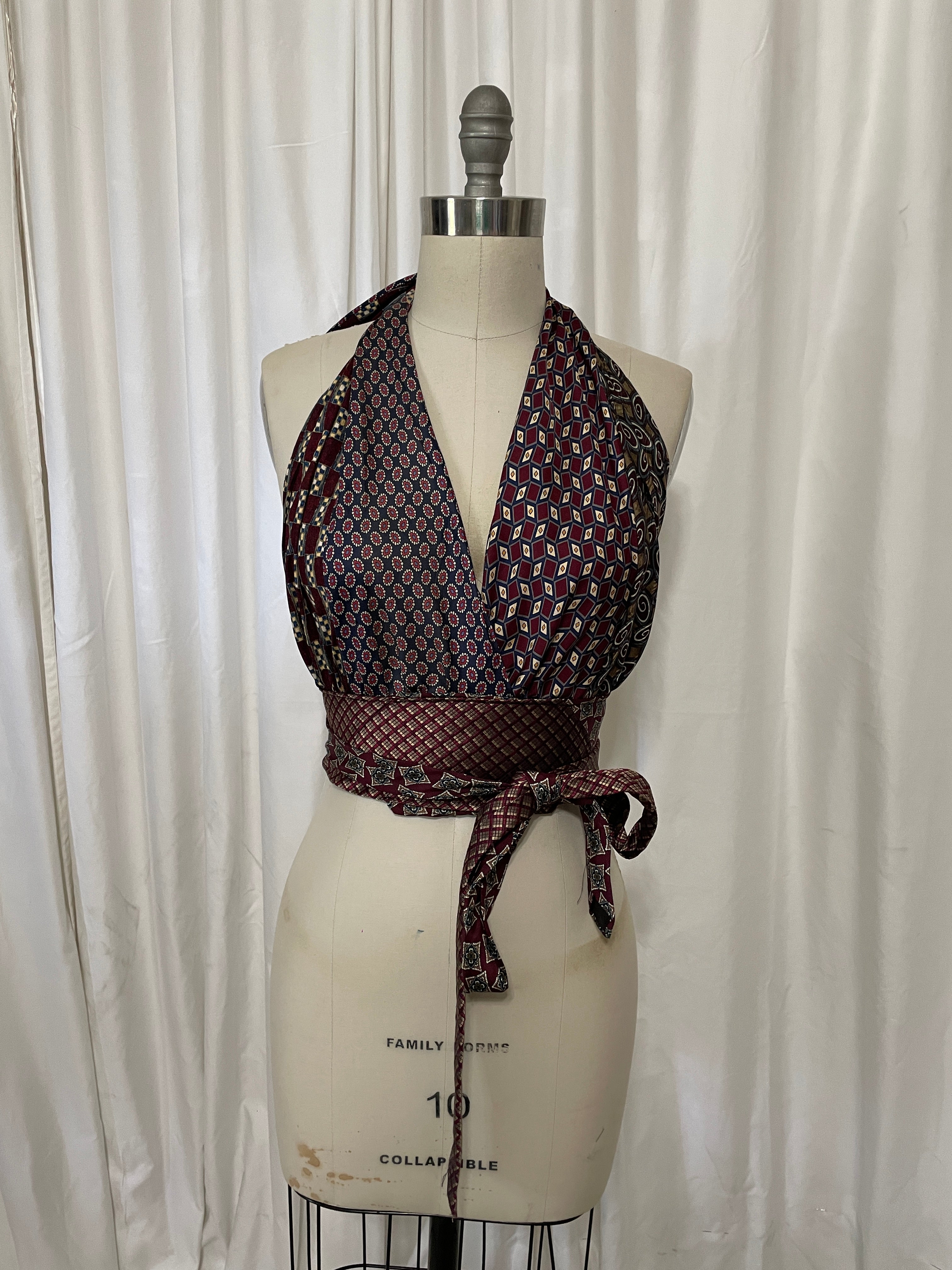 Upcycled Necktie Halter Top #18