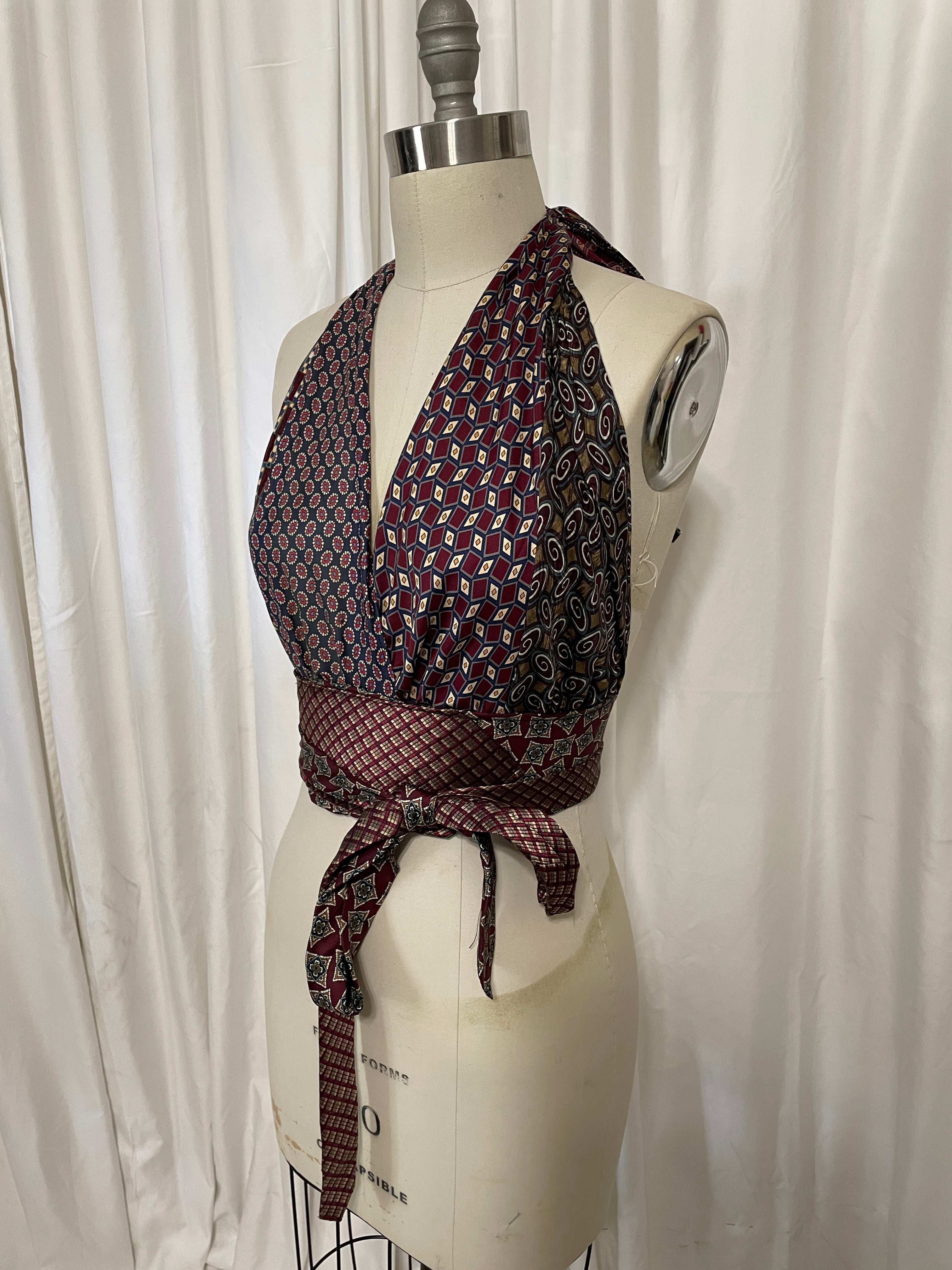 Upcycled Necktie Halter Top #18