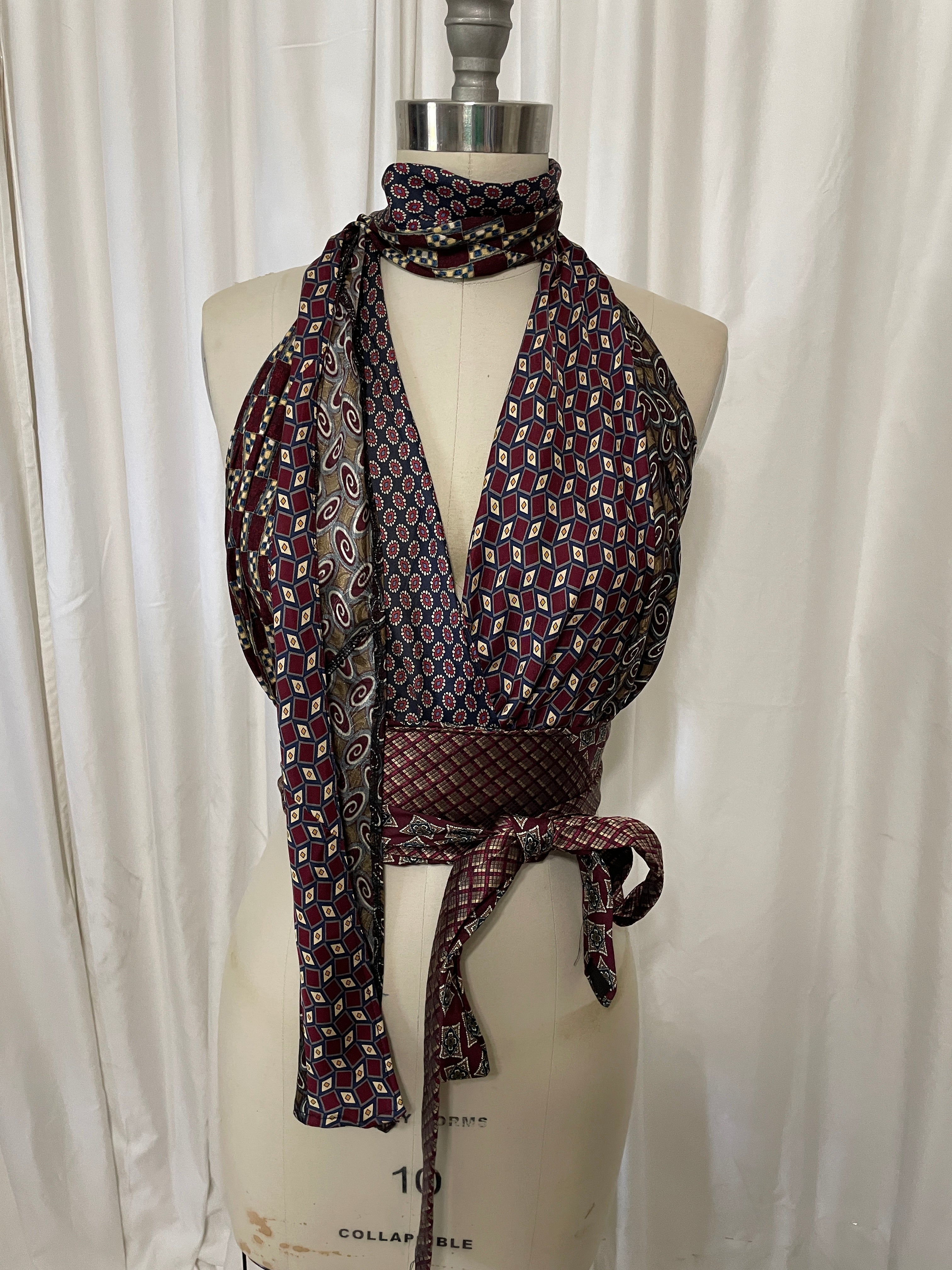 Upcycled Necktie Halter Top #18