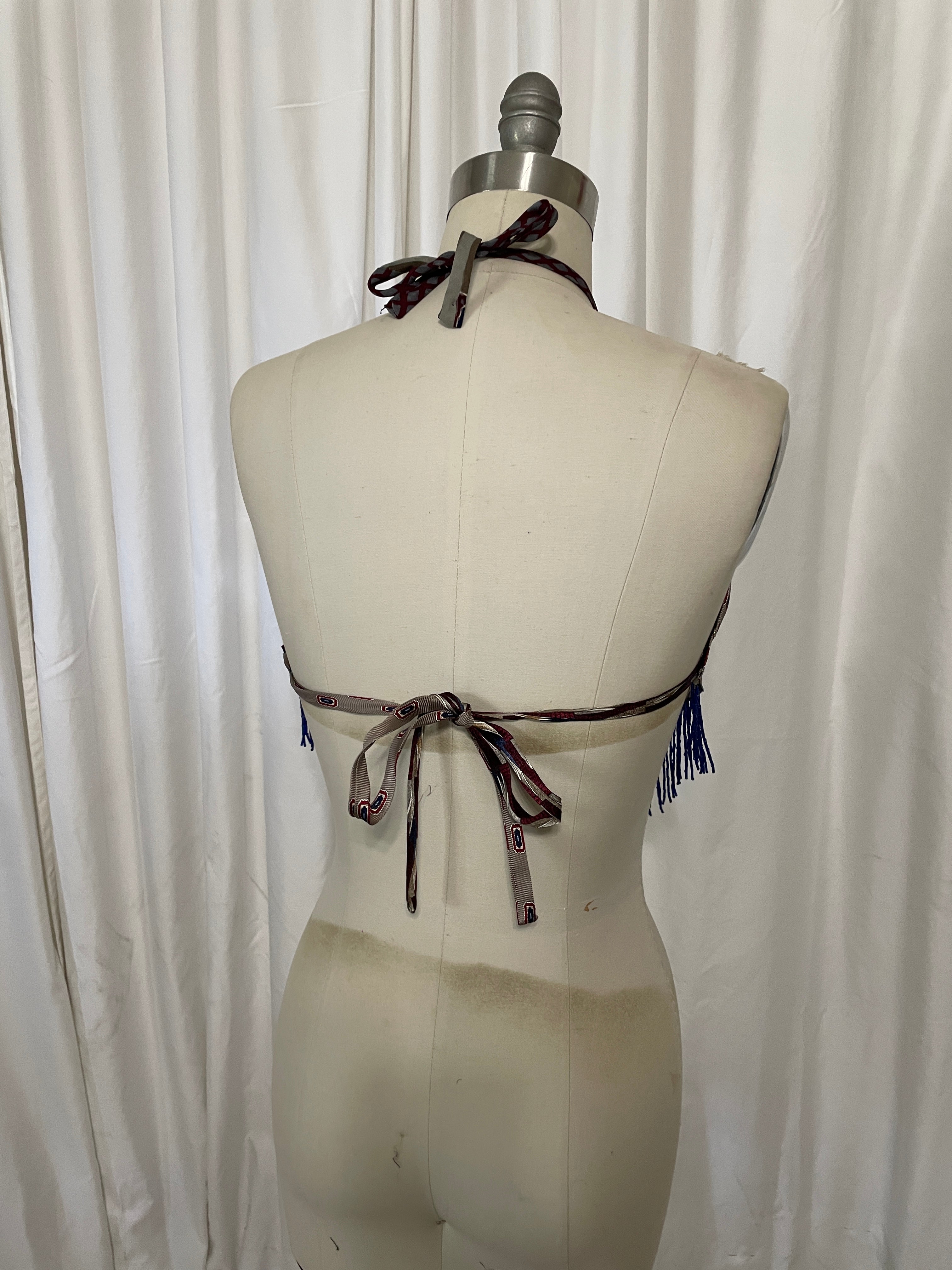 Upcycled Necktie Top #H1 fringe