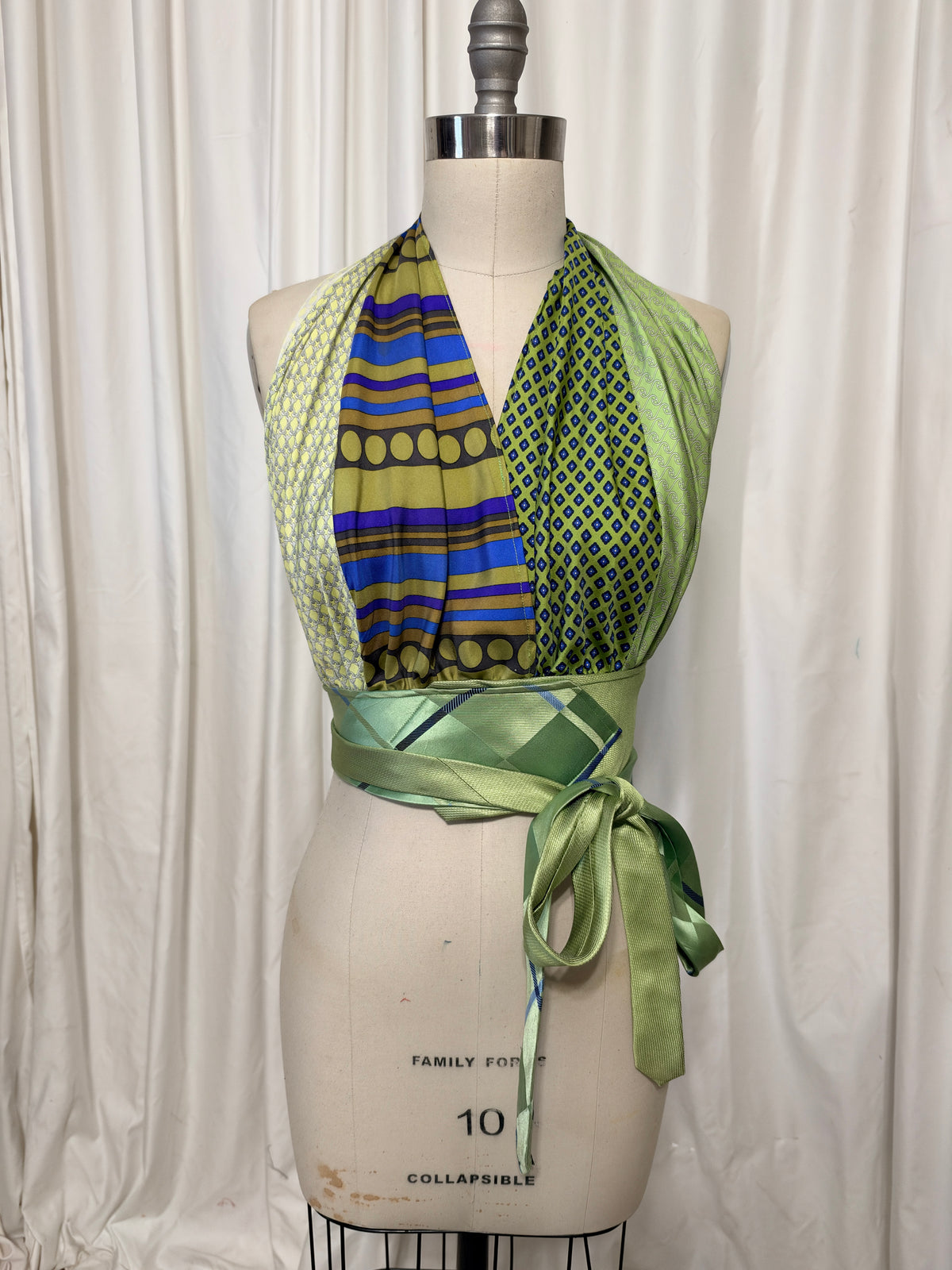 Upcycled HERMES Necktie Halter Top #30