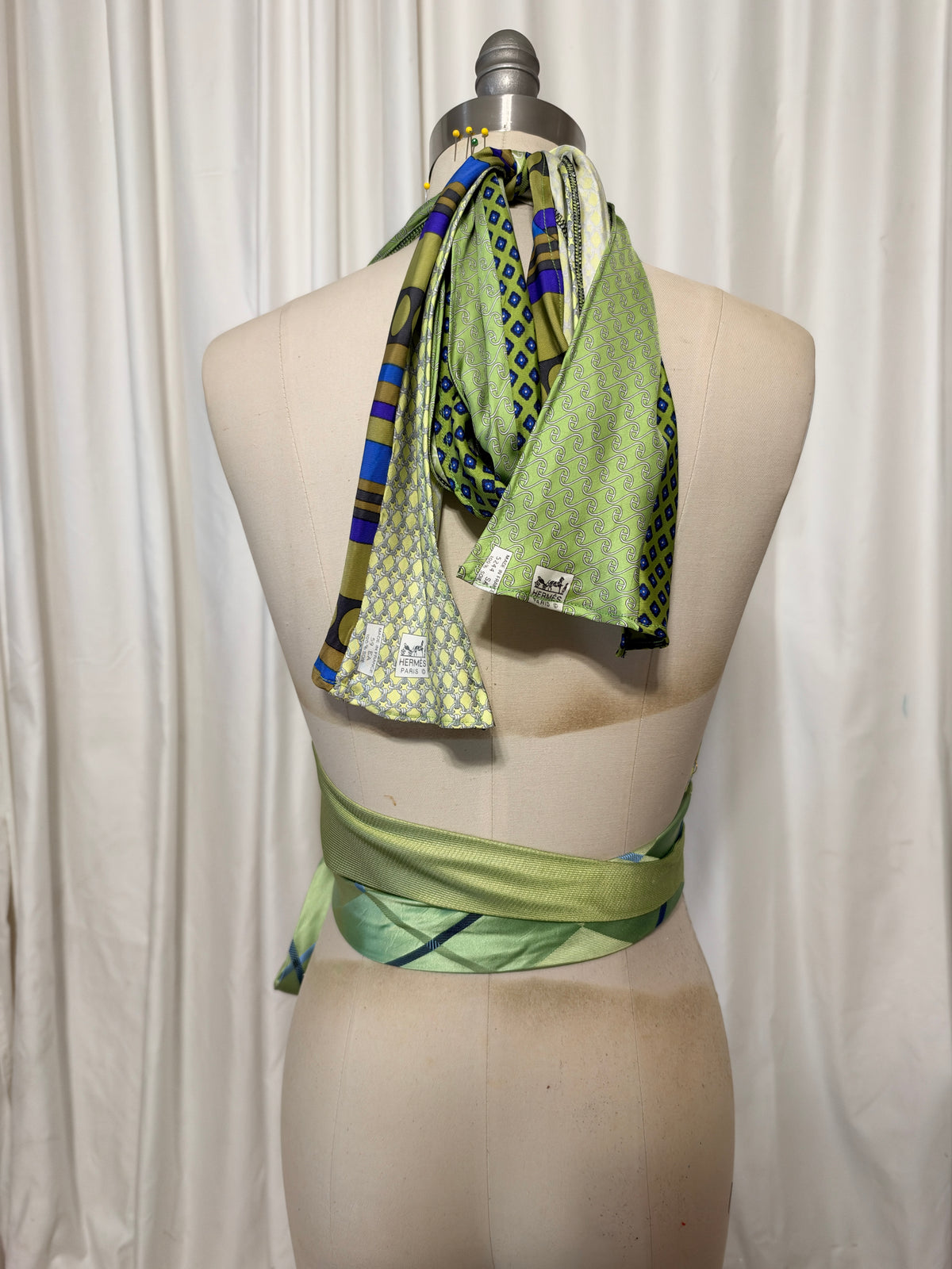 Upcycled HERMES Necktie Halter Top #30