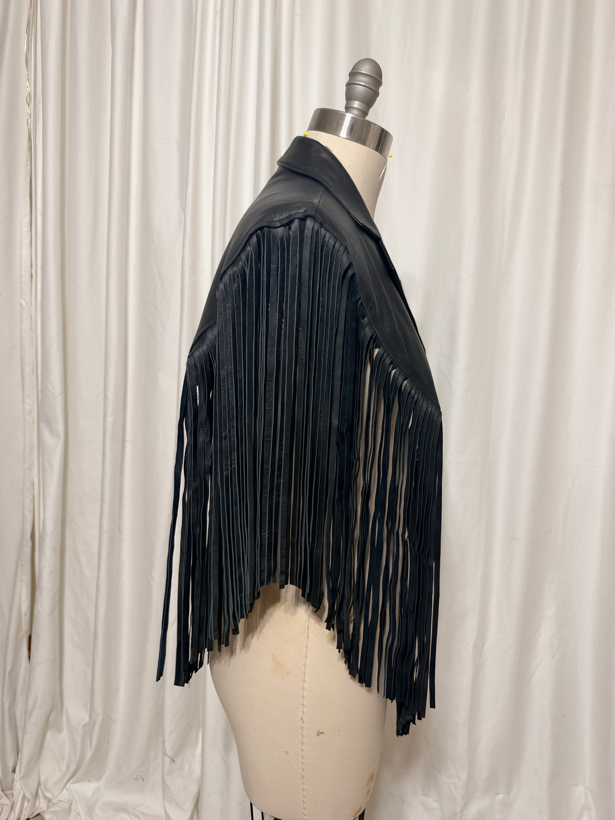 Upcycled Leather Fringe Shawl