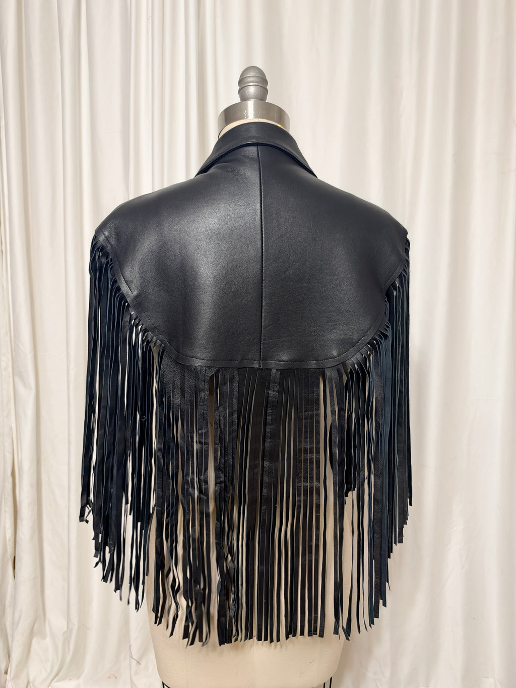 Upcycled Leather Fringe Shawl