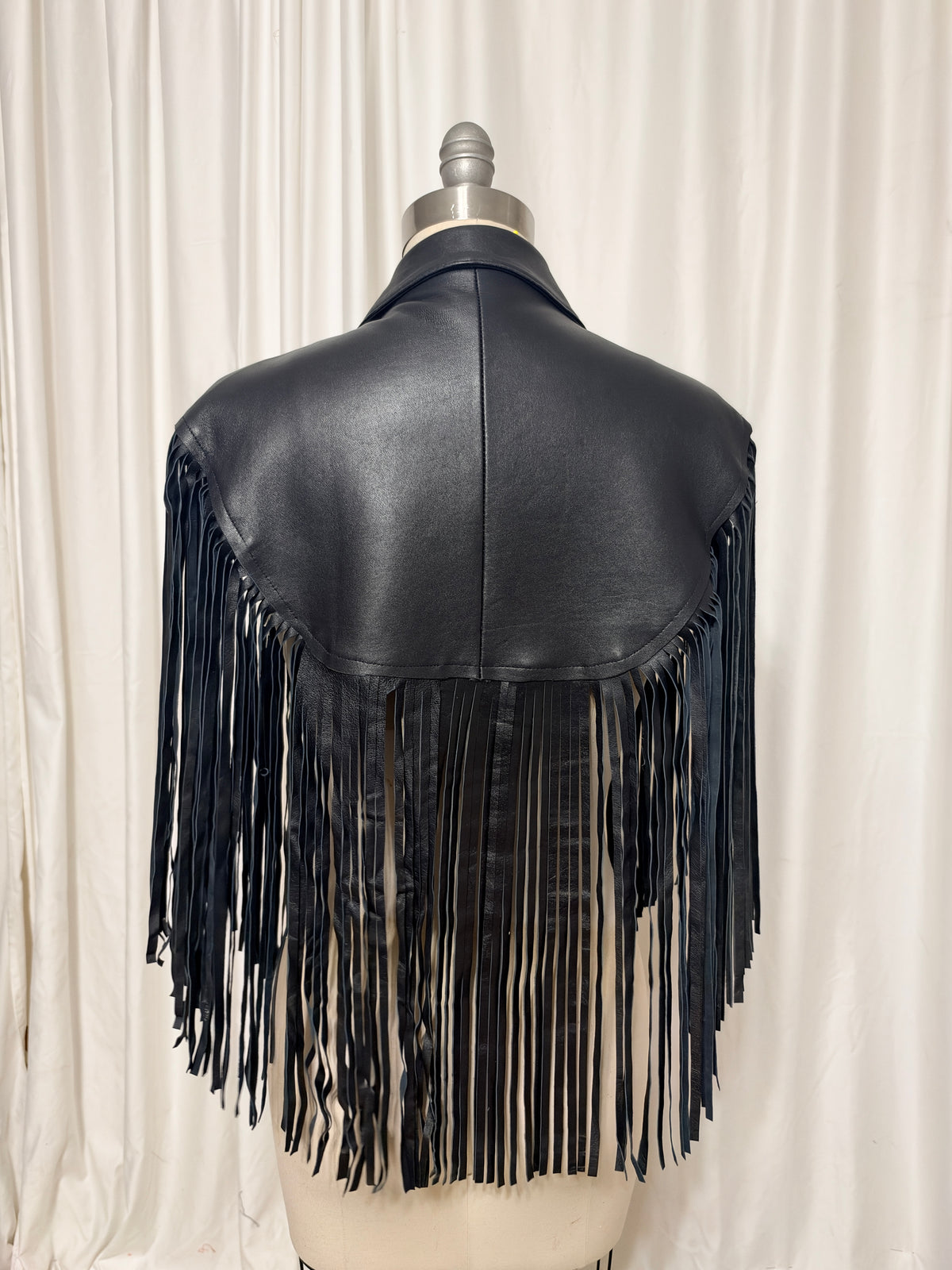 Upcycled Leather Fringe Shawl