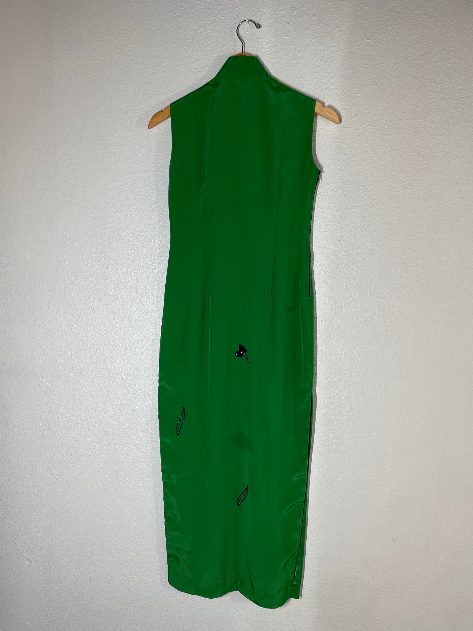 1970s Vintage Green Mandarin Dress