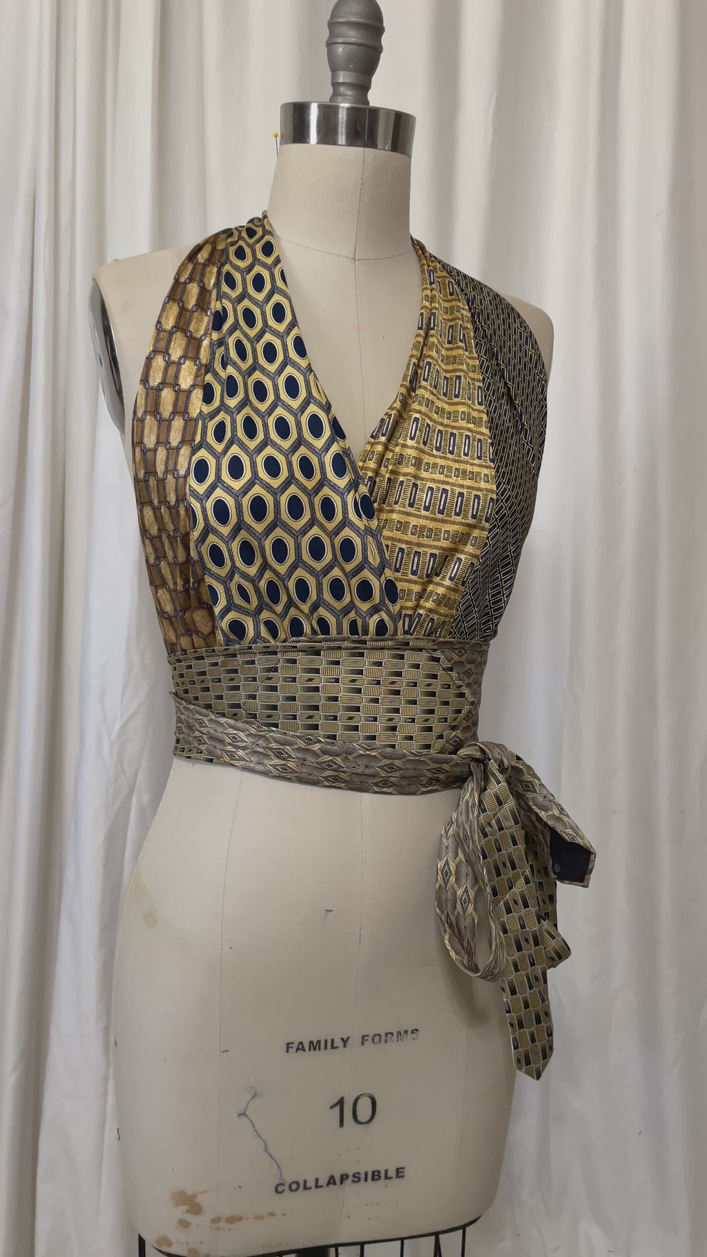 Upcycled Necktie Halter Top #22